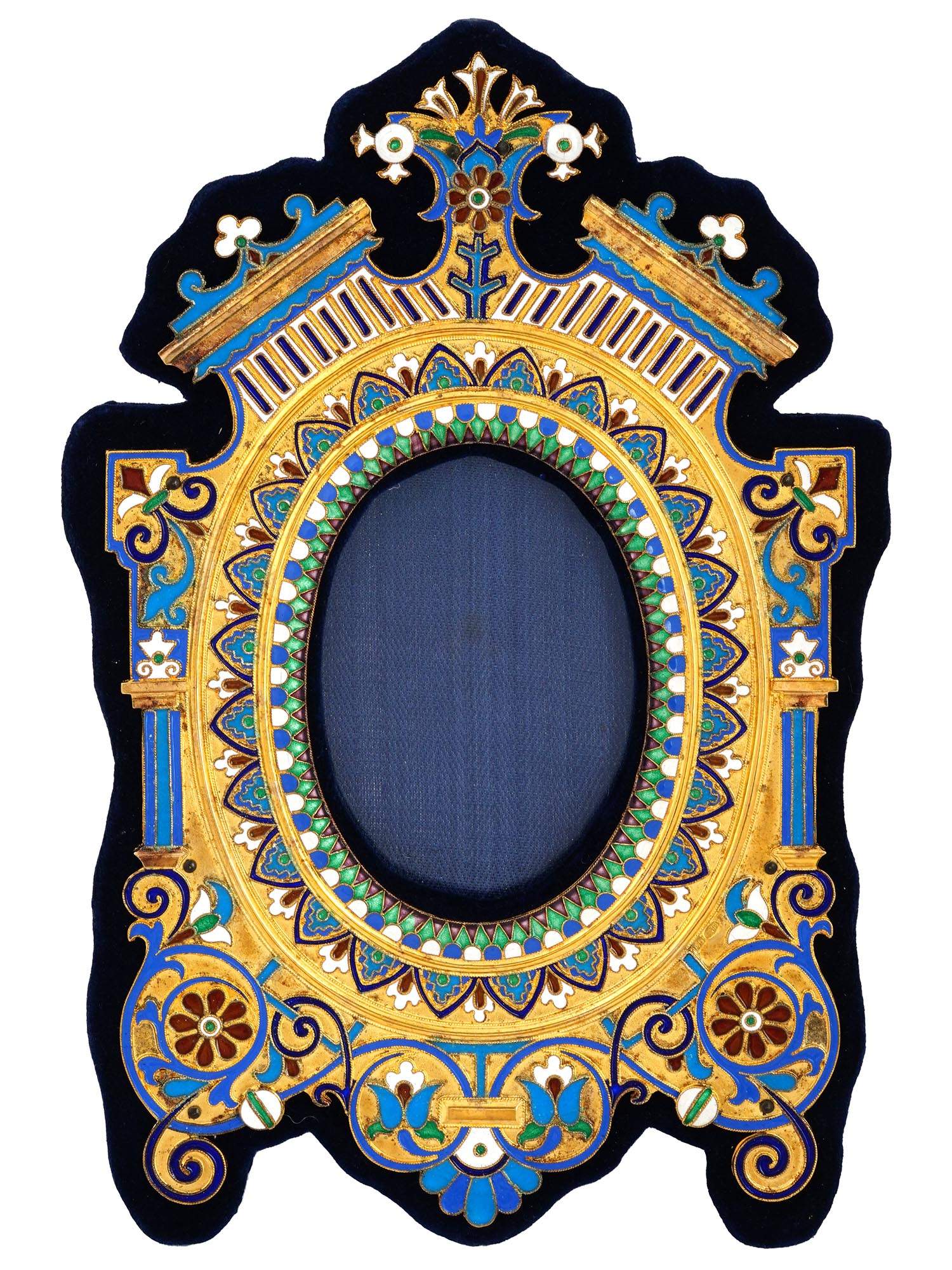 RUSSIAN GILT SILVER ENAMEL STANDING PICTURE FRAME PIC-0