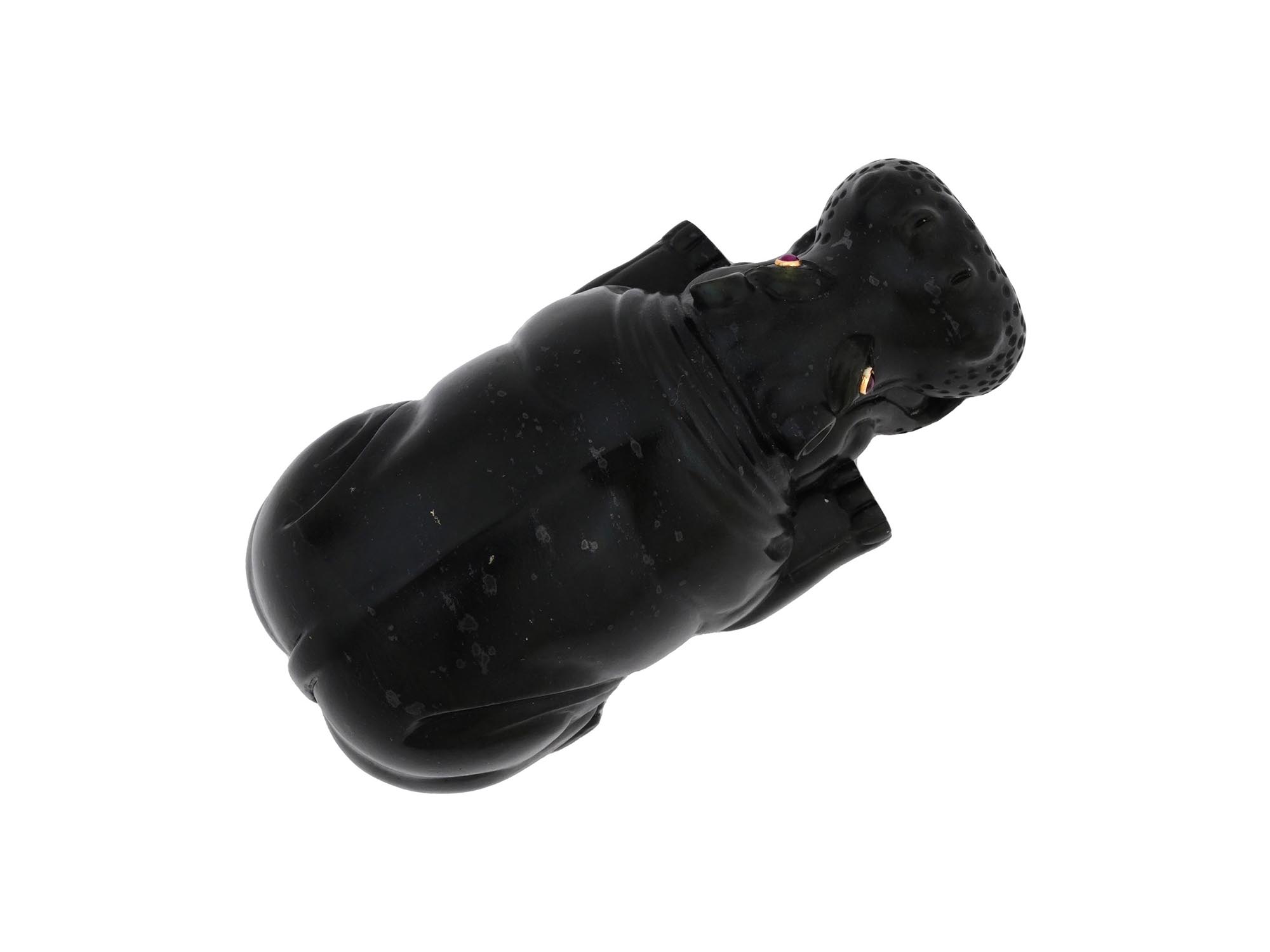 RUSSIAN CARVED BLACK JADE FIGURINE OF A HIPPO PIC-5