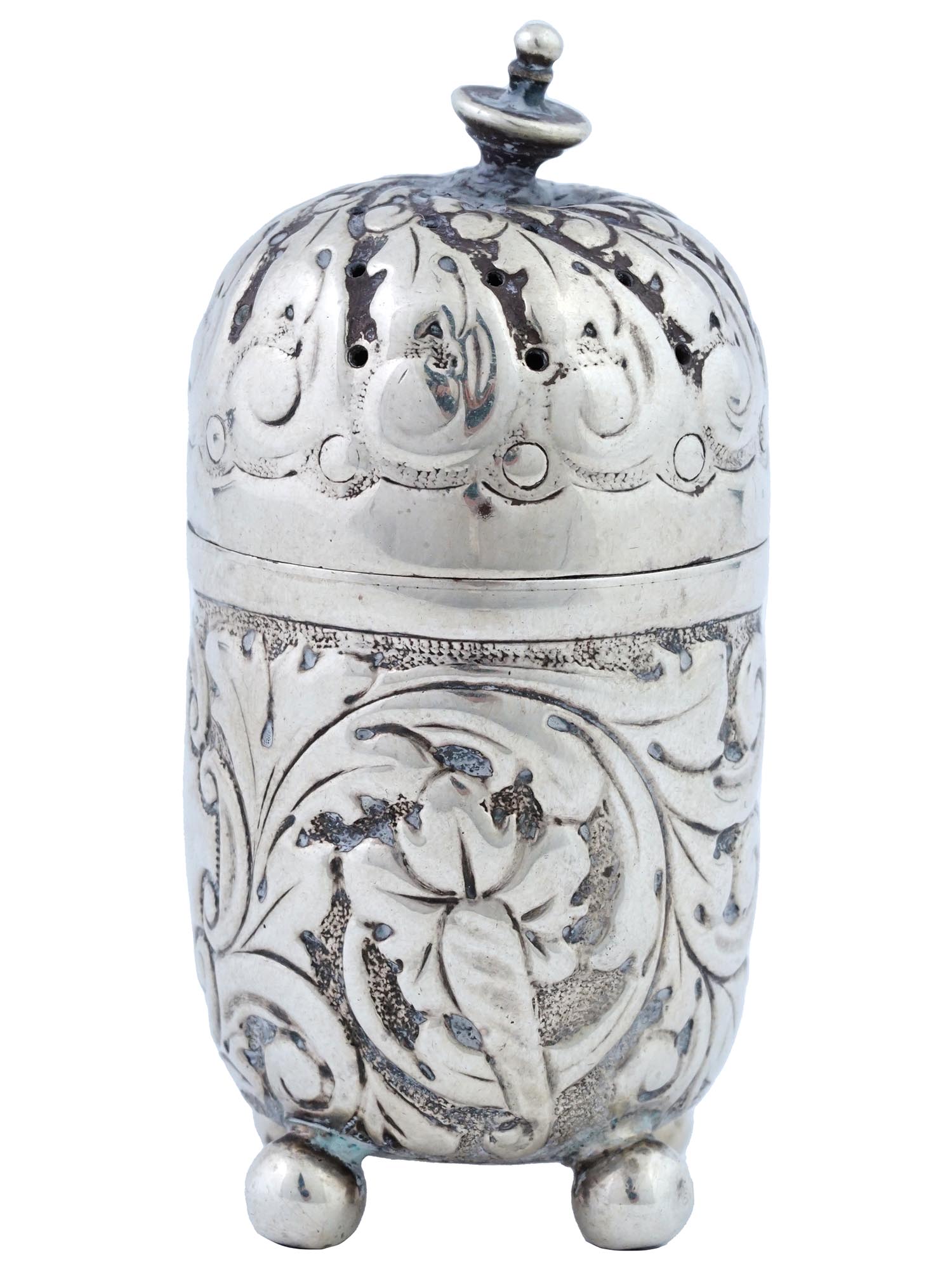 ANTIQUE ENGLISH STERLING SILVER FOOTED SALT SHAKER PIC-2