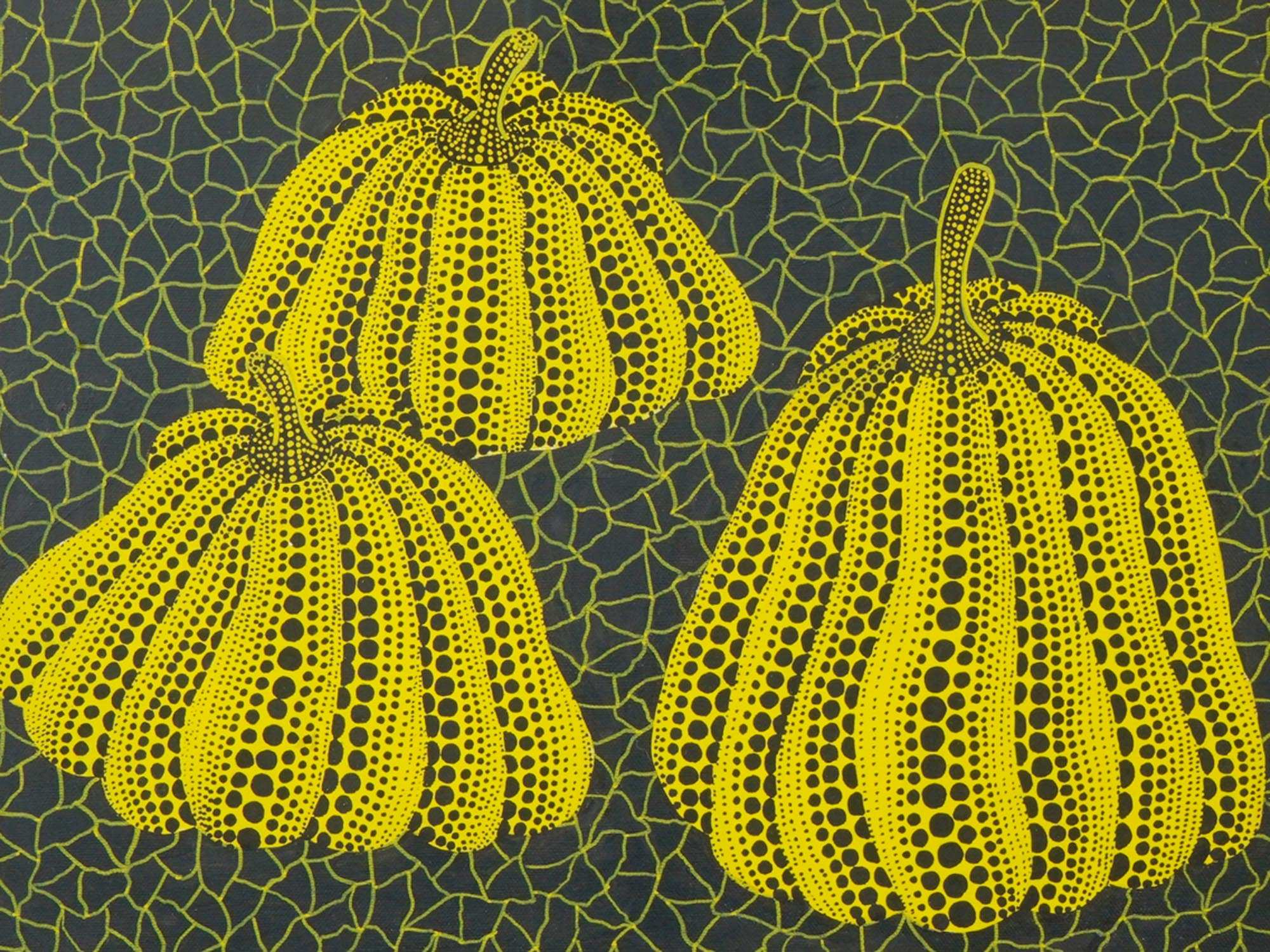 THREE PUMPKINS ACRYLIC PAINTING AFTER YAYOI KUSAMA PIC-1