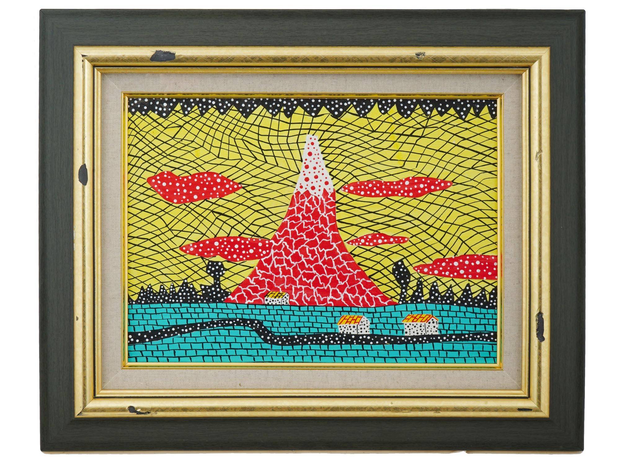 RED MT FUJI ACRYLIC PAINTING AFTER YAYOI KUSAMA PIC-0