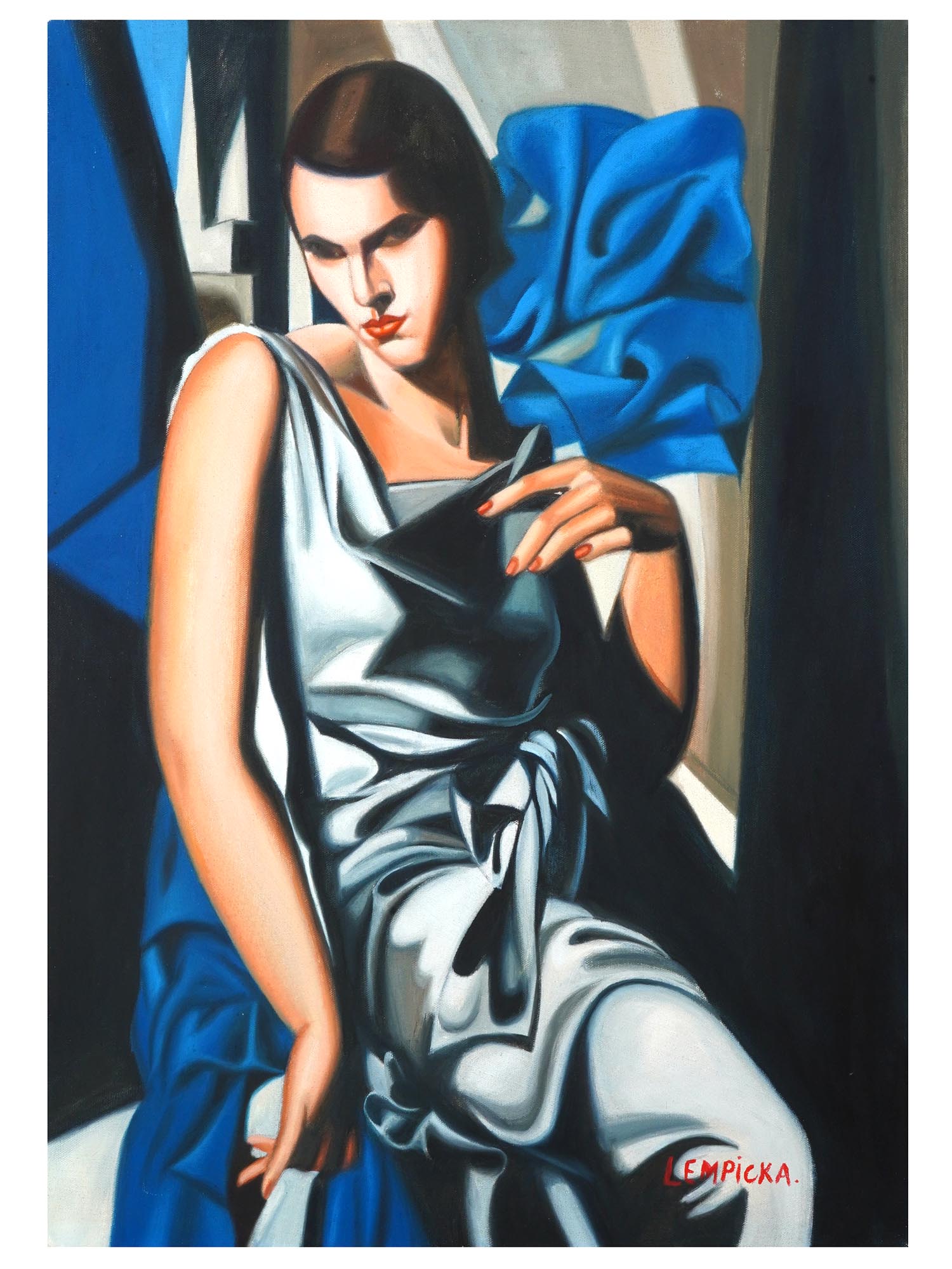 OIL PAINTING IN THE STYLE OF TAMARA DE LEMPICKA PIC-0