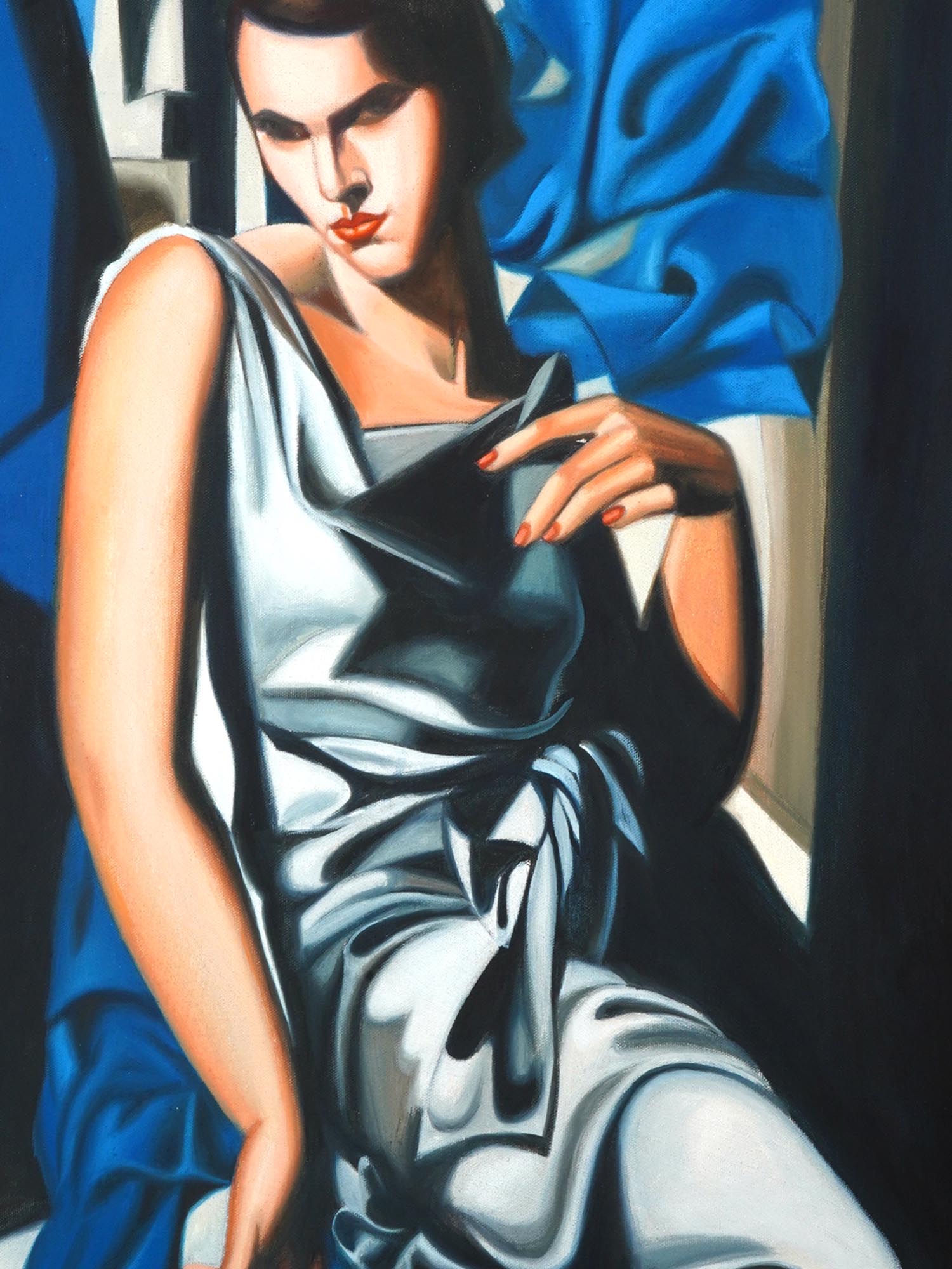 OIL PAINTING IN THE STYLE OF TAMARA DE LEMPICKA PIC-1