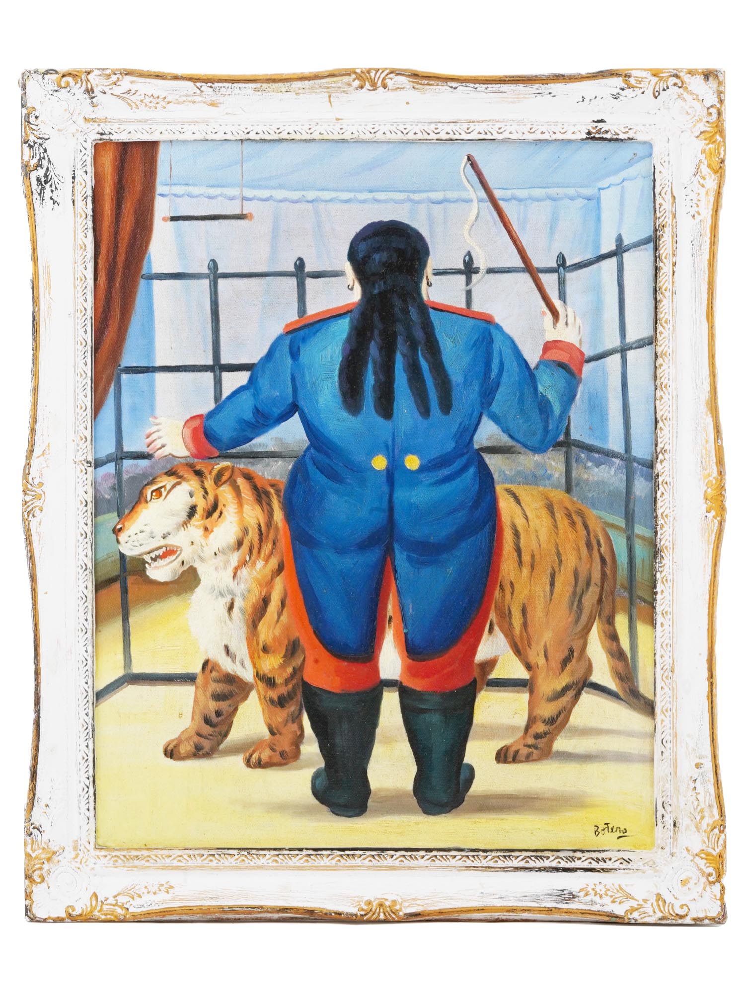 ATTR TO FERNANDO BOTERO CIRCUS SCENE OIL PAINTING PIC-0