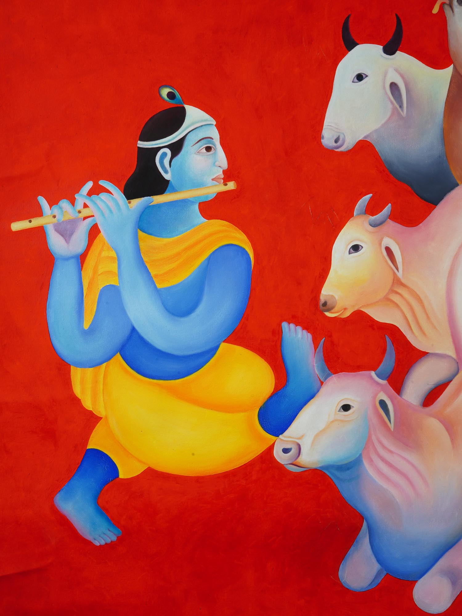 MANJIT BAWA MODERN INDIAN OIL ON CANVAS PAINTING PIC-2