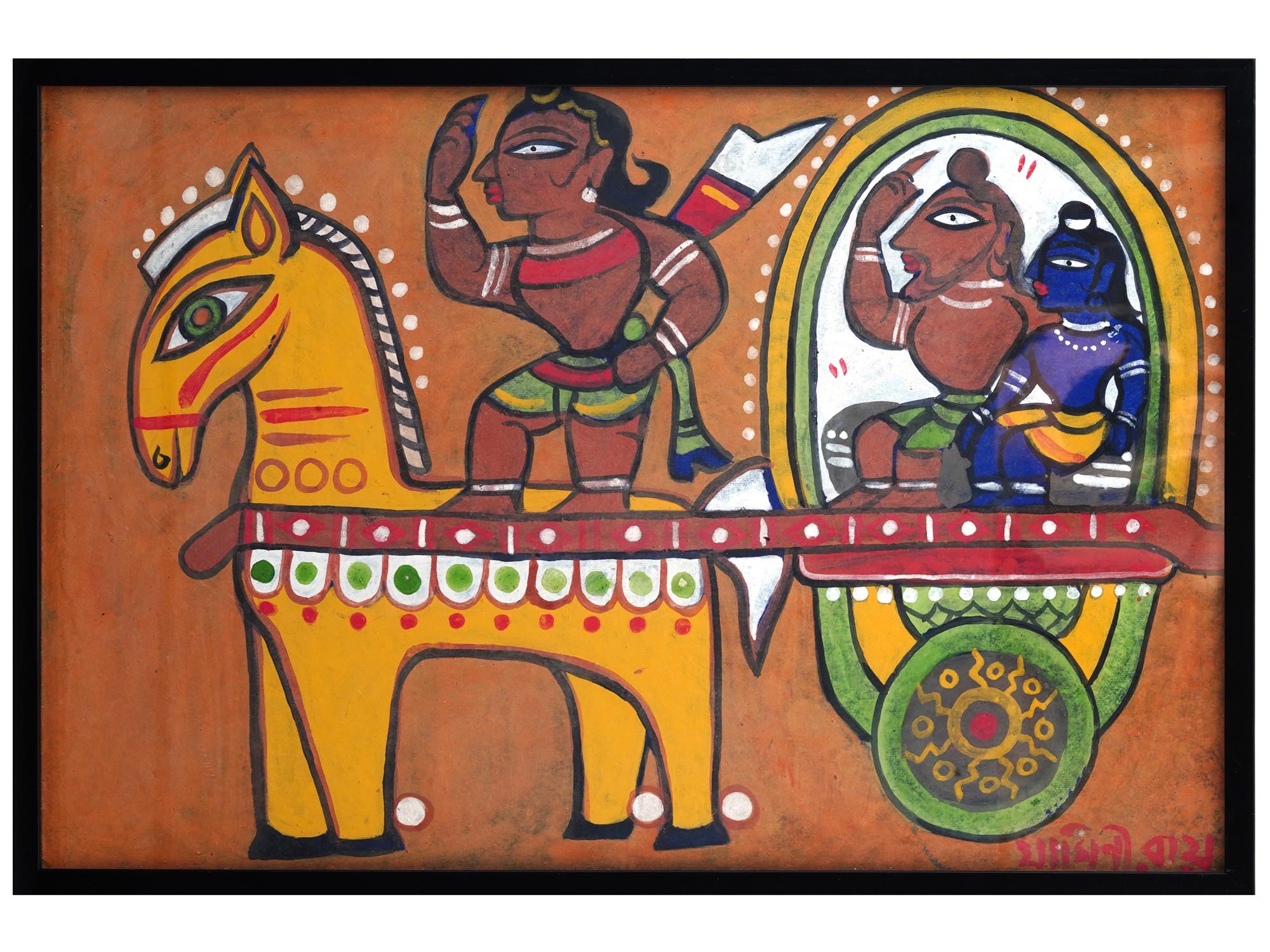 JAMINI ROY INDIAN TEMPERA ON BOARD PAINTING PIC-0