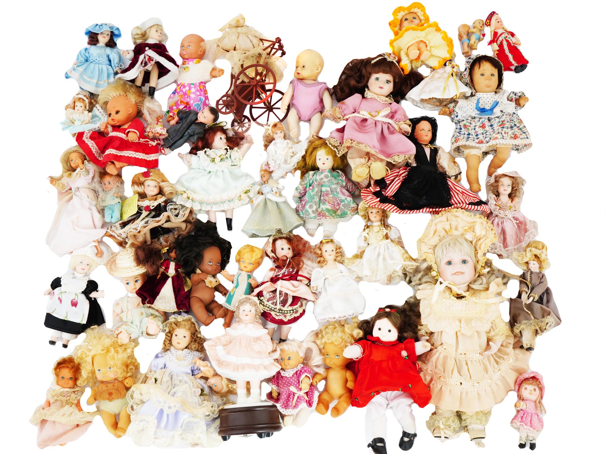 COLLECTION OF VINTAGE PORCELAIN DOLLS IN OUTFITS PIC-1