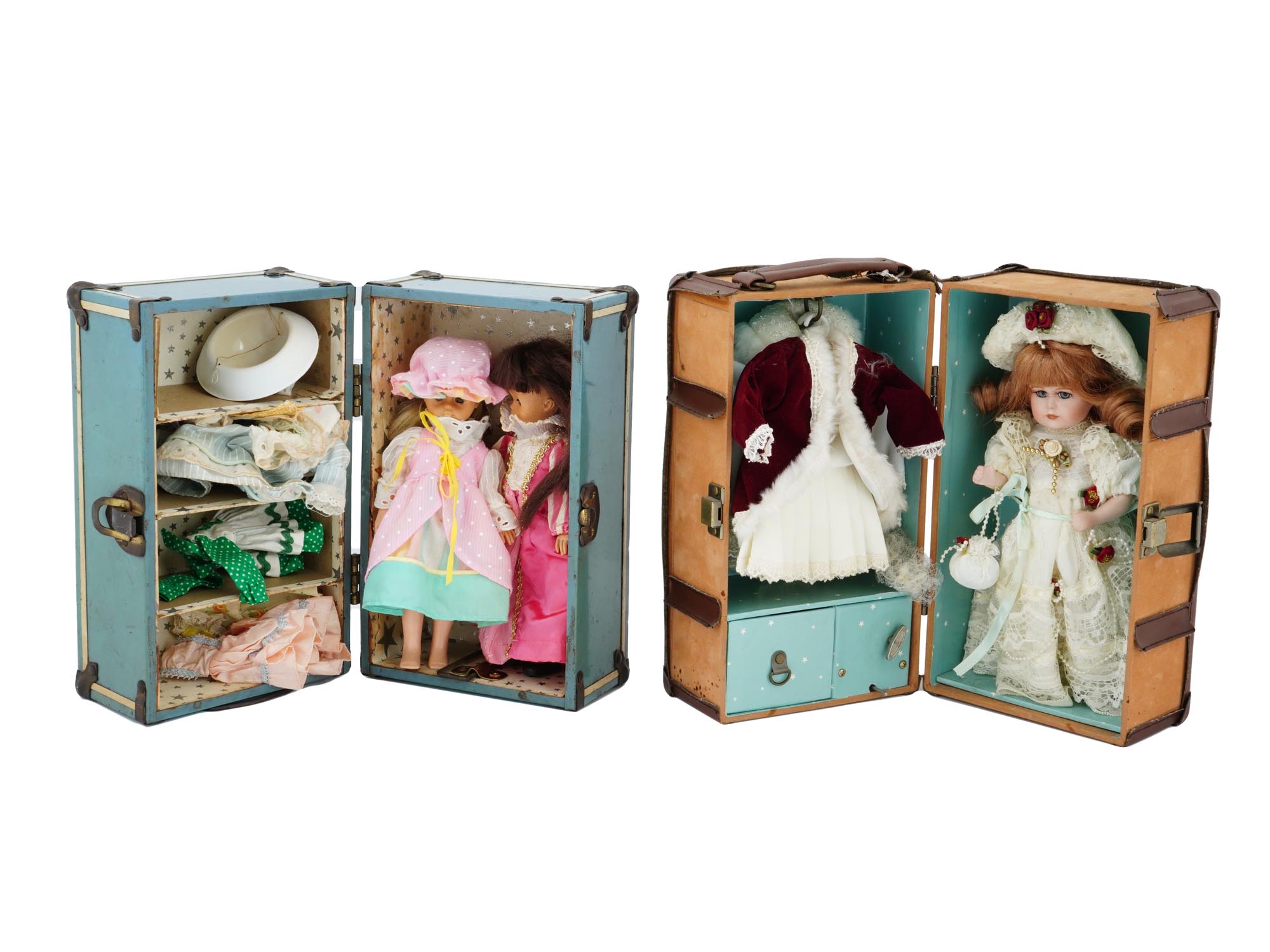 COLLECTION OF VINTAGE PORCELAIN DOLLS WITH CASES PIC-2