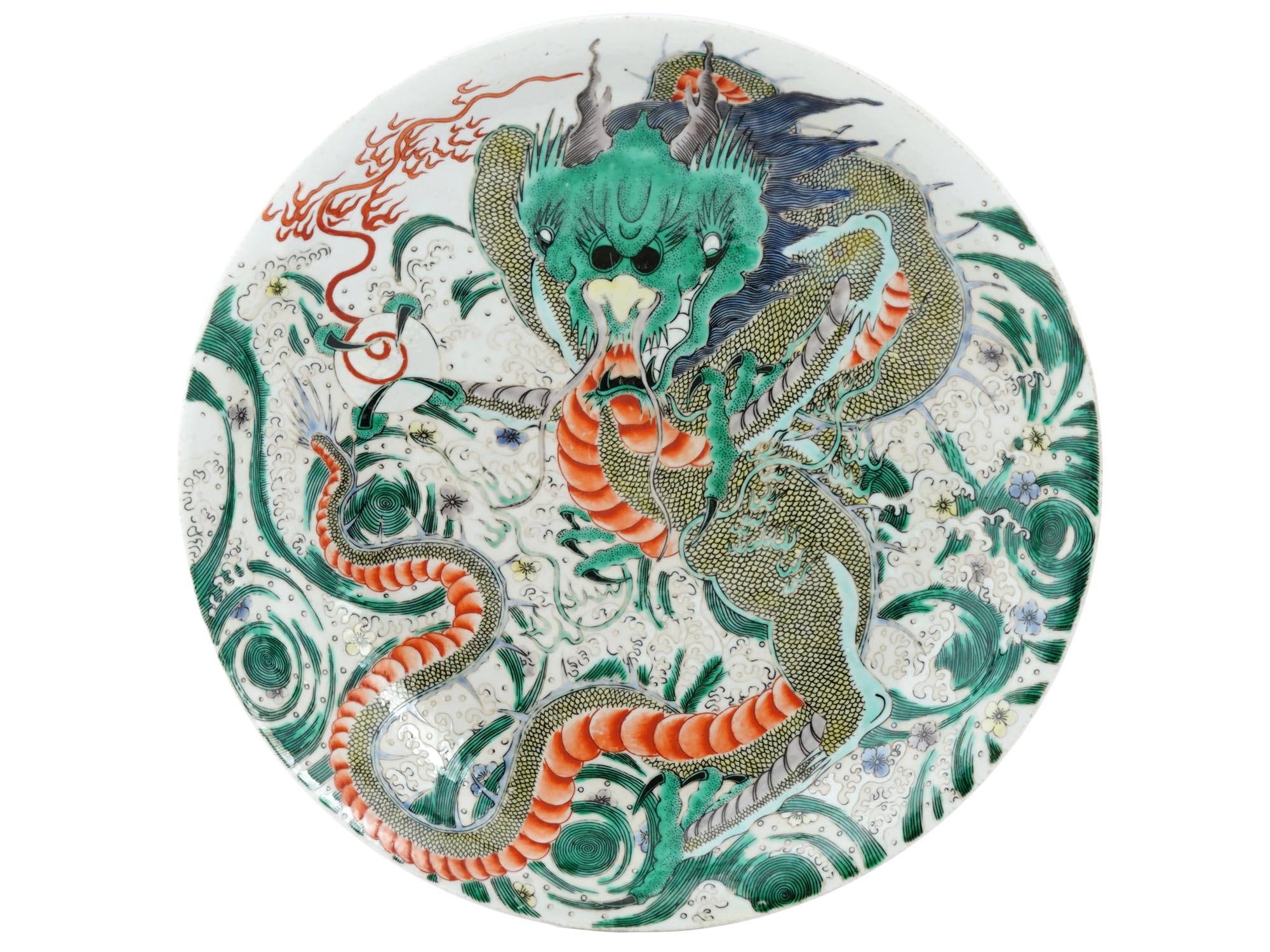 CHINESE FAMILLE VERTE HAND ENAMEL PORCELAIN PLATE PIC-0