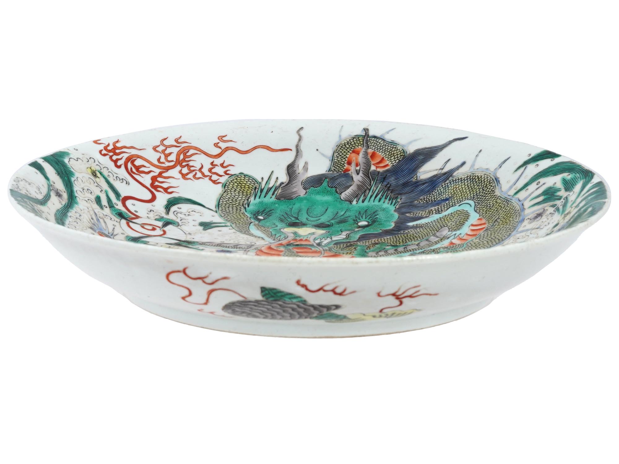 CHINESE FAMILLE VERTE HAND ENAMEL PORCELAIN PLATE PIC-1