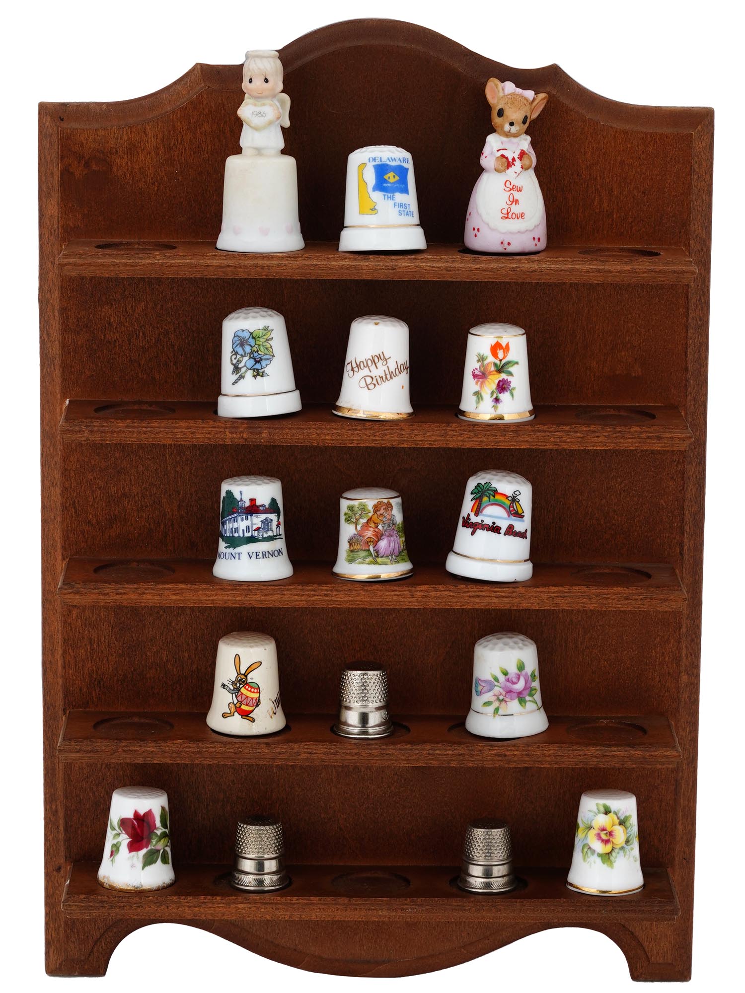 VINTAGE COLLECTION OF THIMBLES WITH STAND C 1980S PIC-0