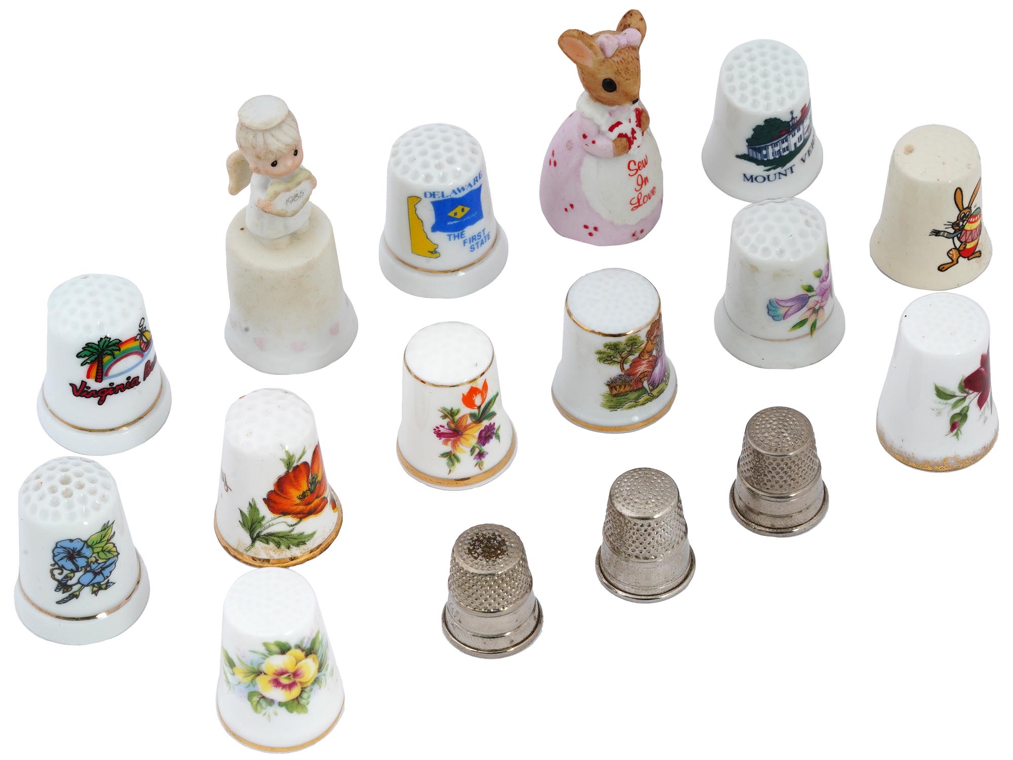 VINTAGE COLLECTION OF THIMBLES WITH STAND C 1980S PIC-1