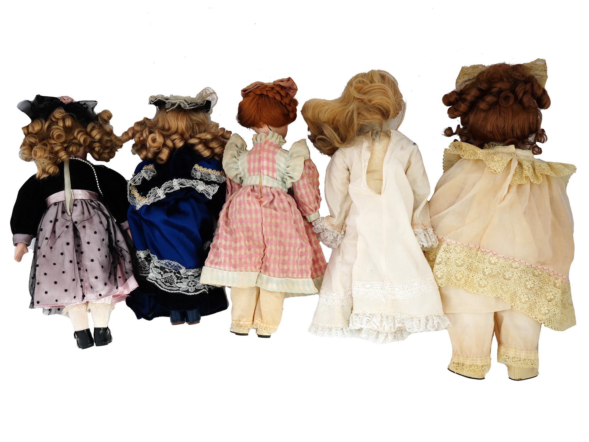 COLLECTION OF VINTAGE PORCELAIN DOLLS IN OUTFITS PIC-1