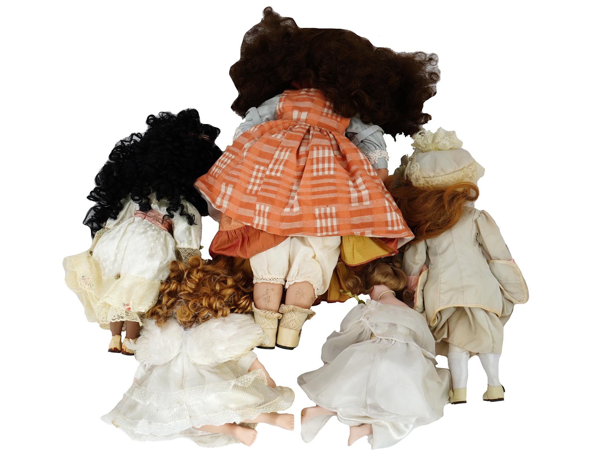 COLLECTION OF VINTAGE PORCELAIN DOLLS IN OUTFITS PIC-1