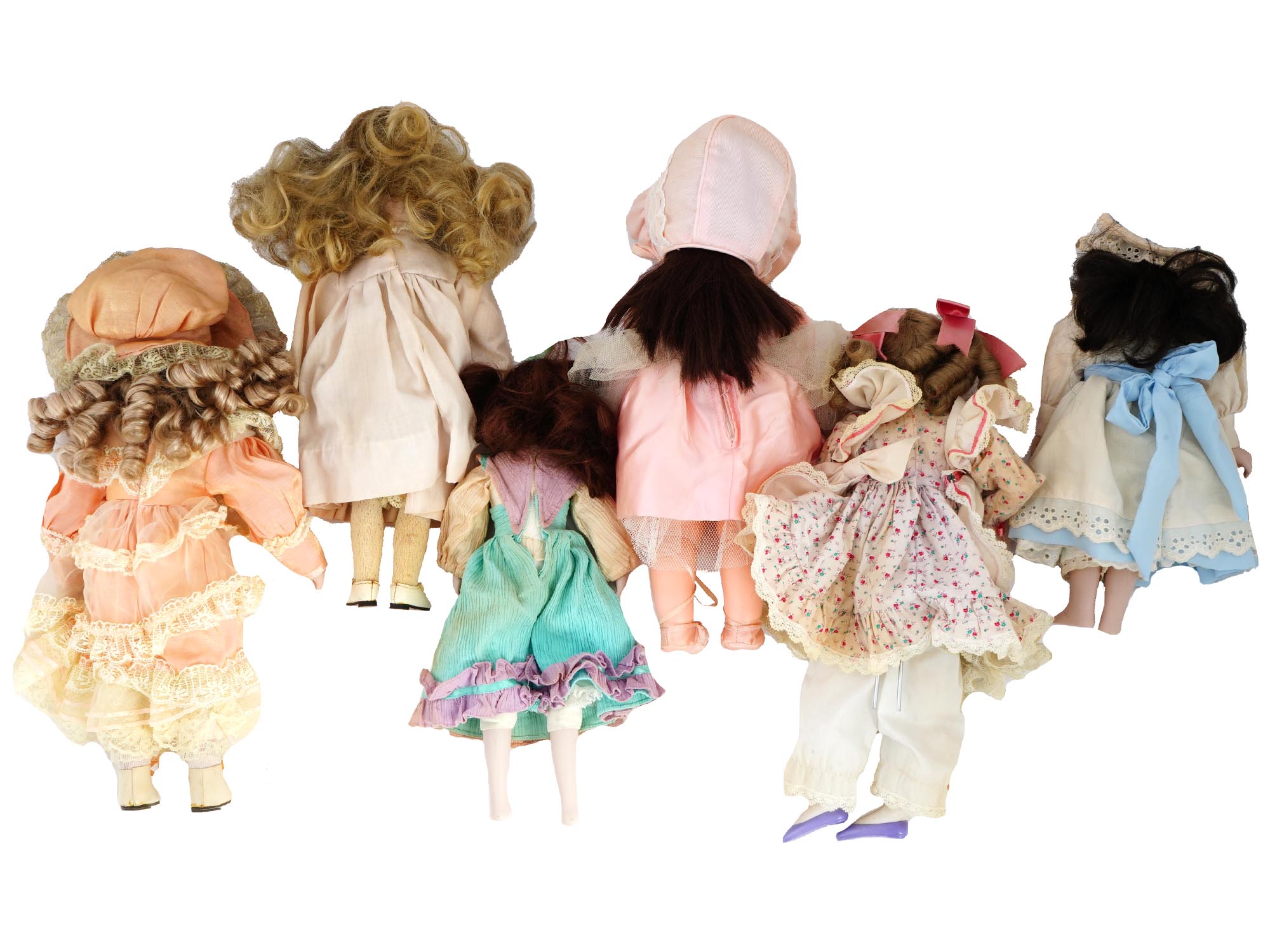 COLLECTION OF VINTAGE PORCELAIN DOLLS IN OUTFITS PIC-1