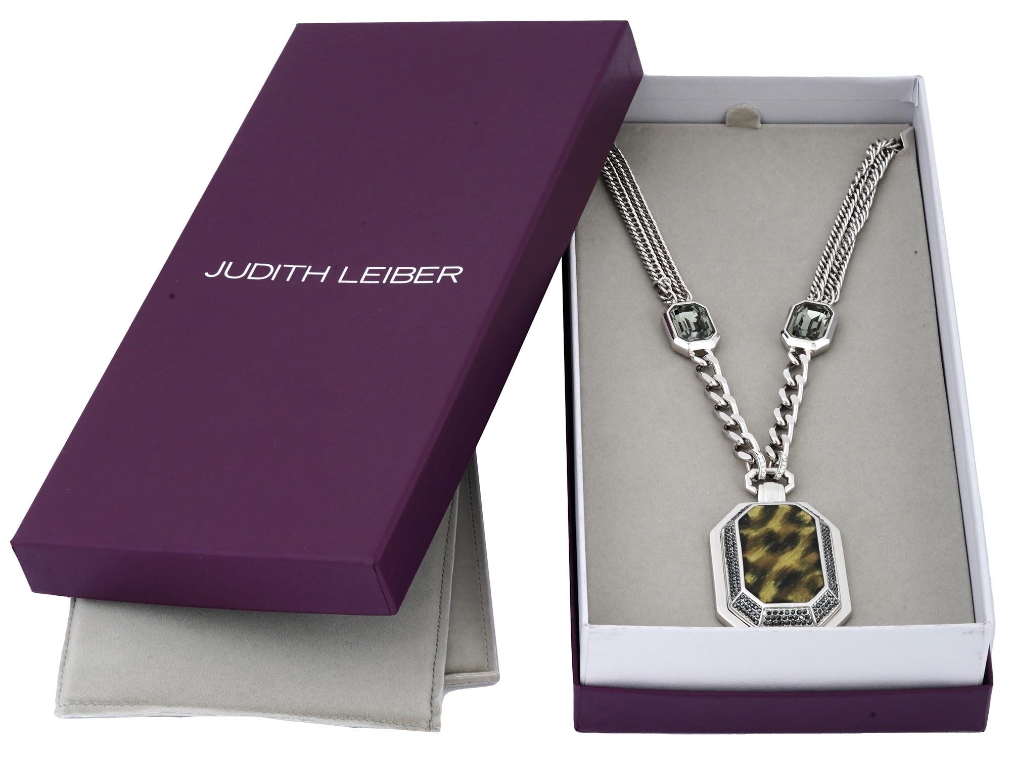 JUDITH LEIBER GOLD PLATED CHEETAH PENDANT IOB PIC-0