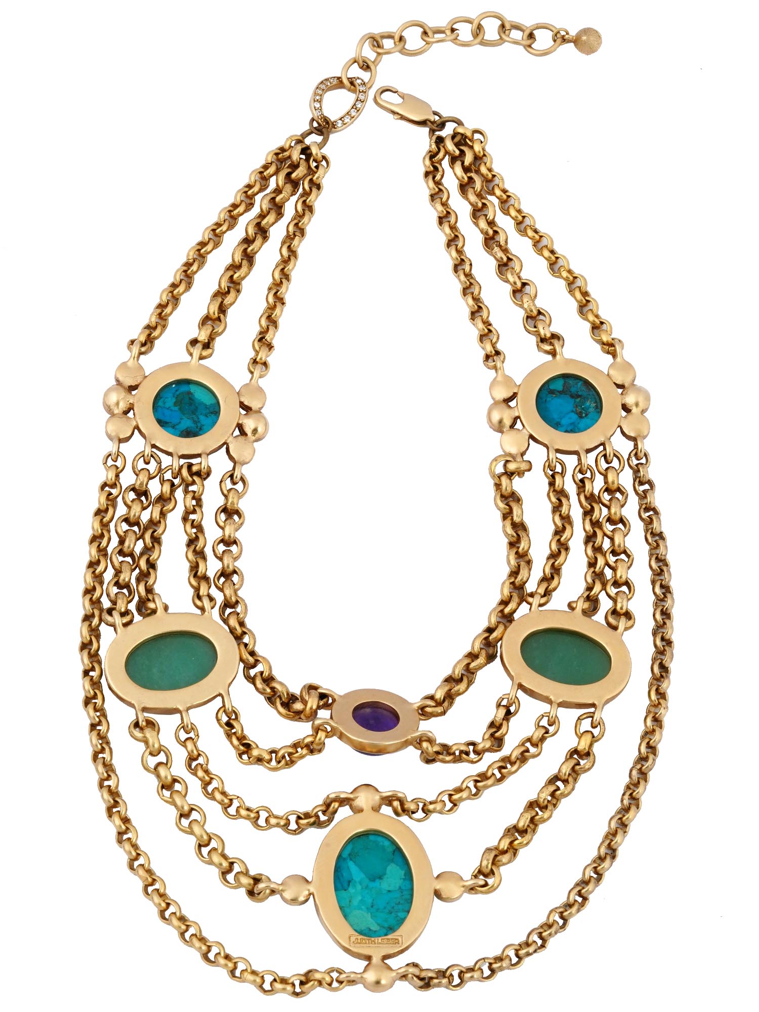 JUDITH LEIBER SHEBA GOLD PLATED COLLAR NECKLACE PIC-3