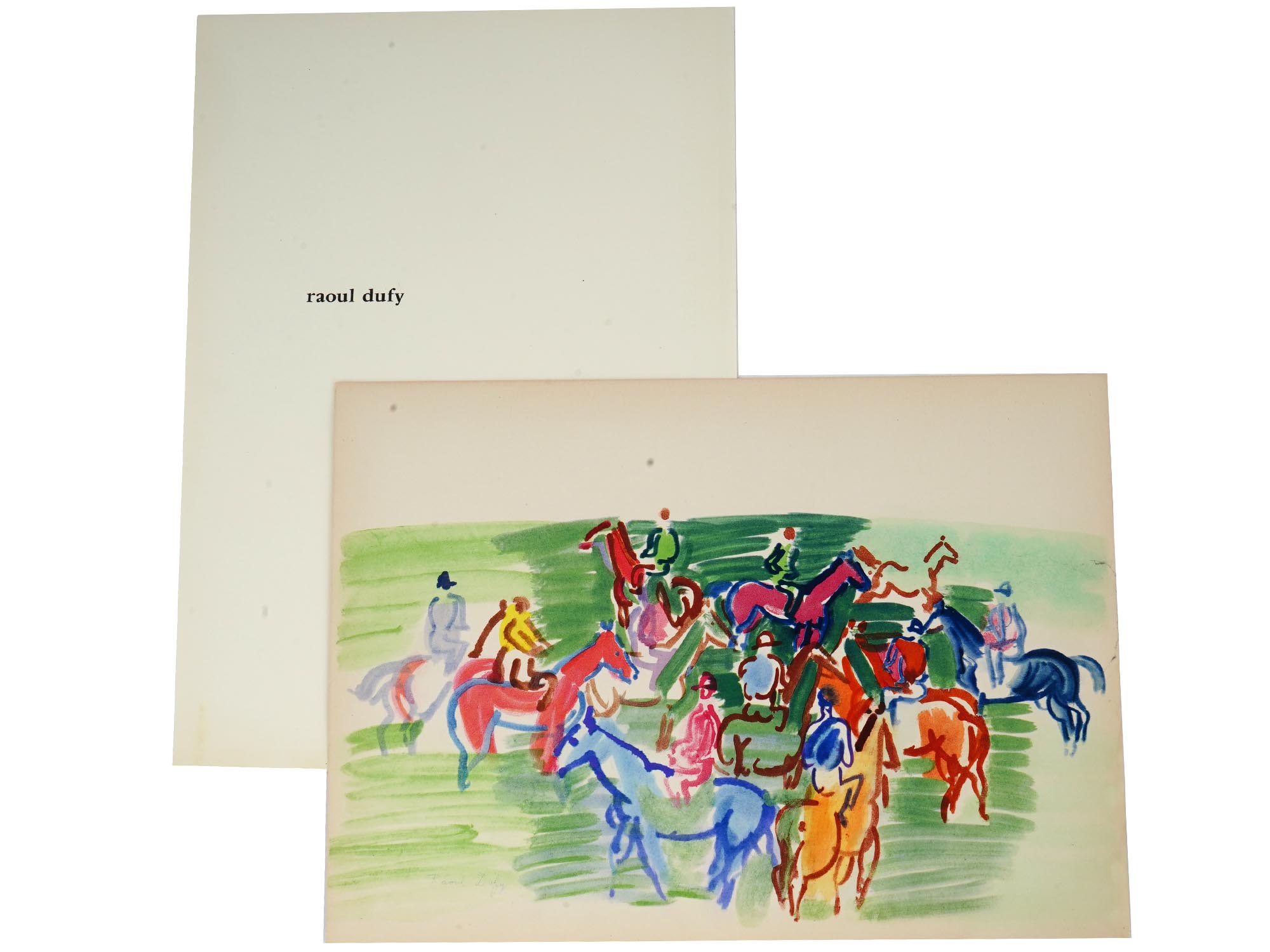 1959 FRENCH LITHOGRAPH PRINT PADDOCK AFTER RAOUL DUFY PIC-0