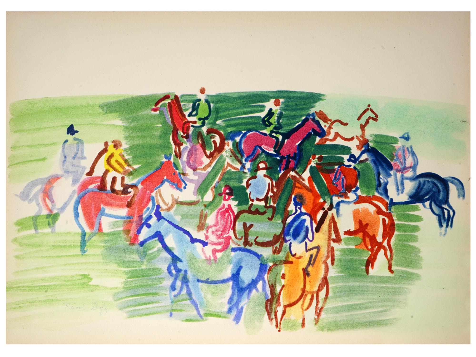 1959 FRENCH LITHOGRAPH PRINT PADDOCK AFTER RAOUL DUFY PIC-1