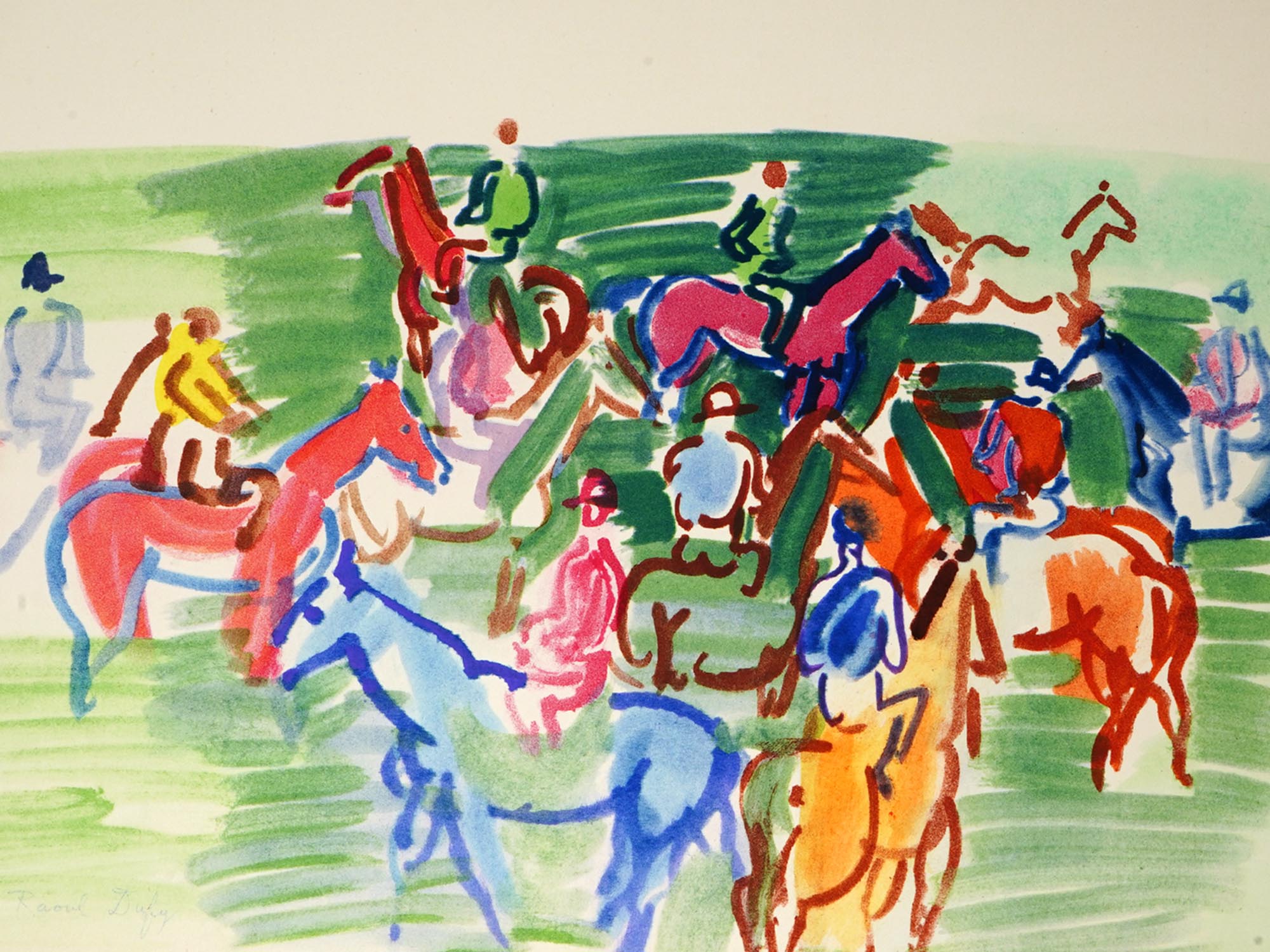 1959 FRENCH LITHOGRAPH PRINT PADDOCK AFTER RAOUL DUFY PIC-2