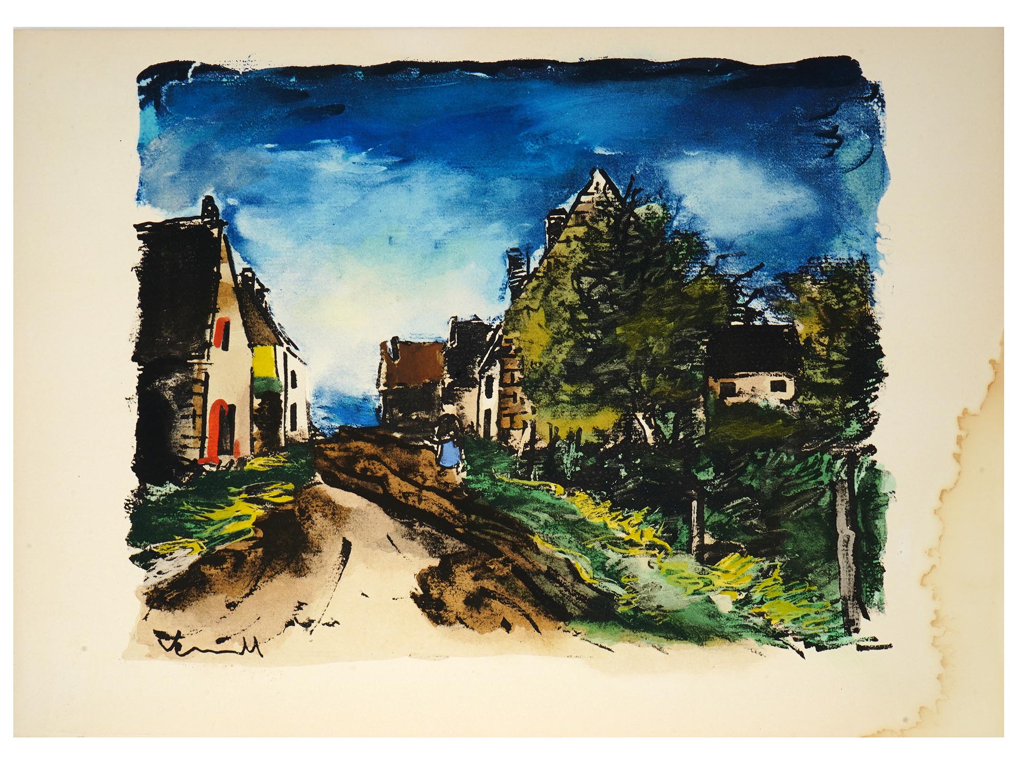 1959 FRENCH LITHOGRAPH PADDOCK AFTER MAURICE VLAMINCK PIC-1