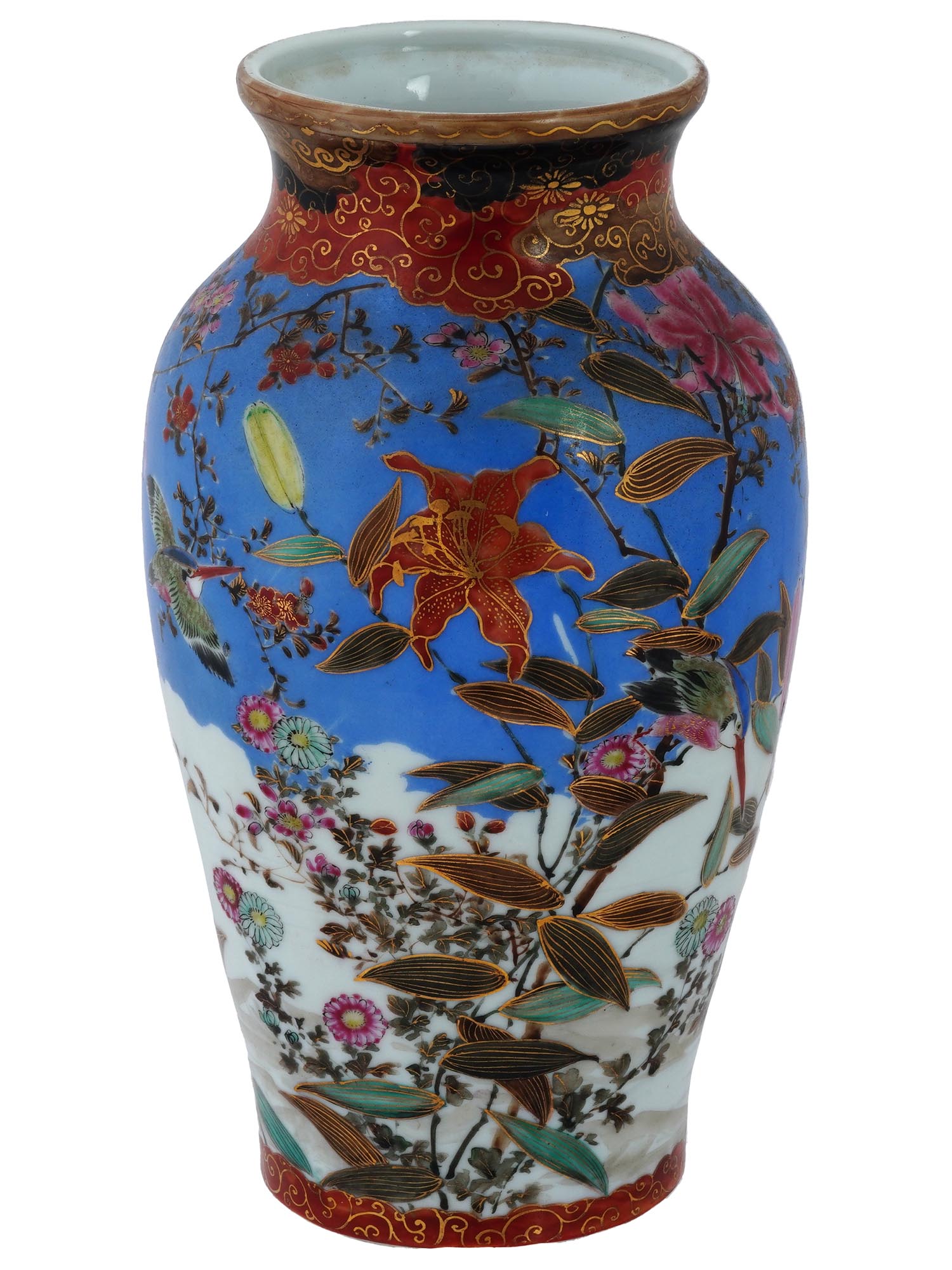 ANTIQUE JAPANESE MEIJI PERIOD COLORED PORCELAIN VASE PIC-2