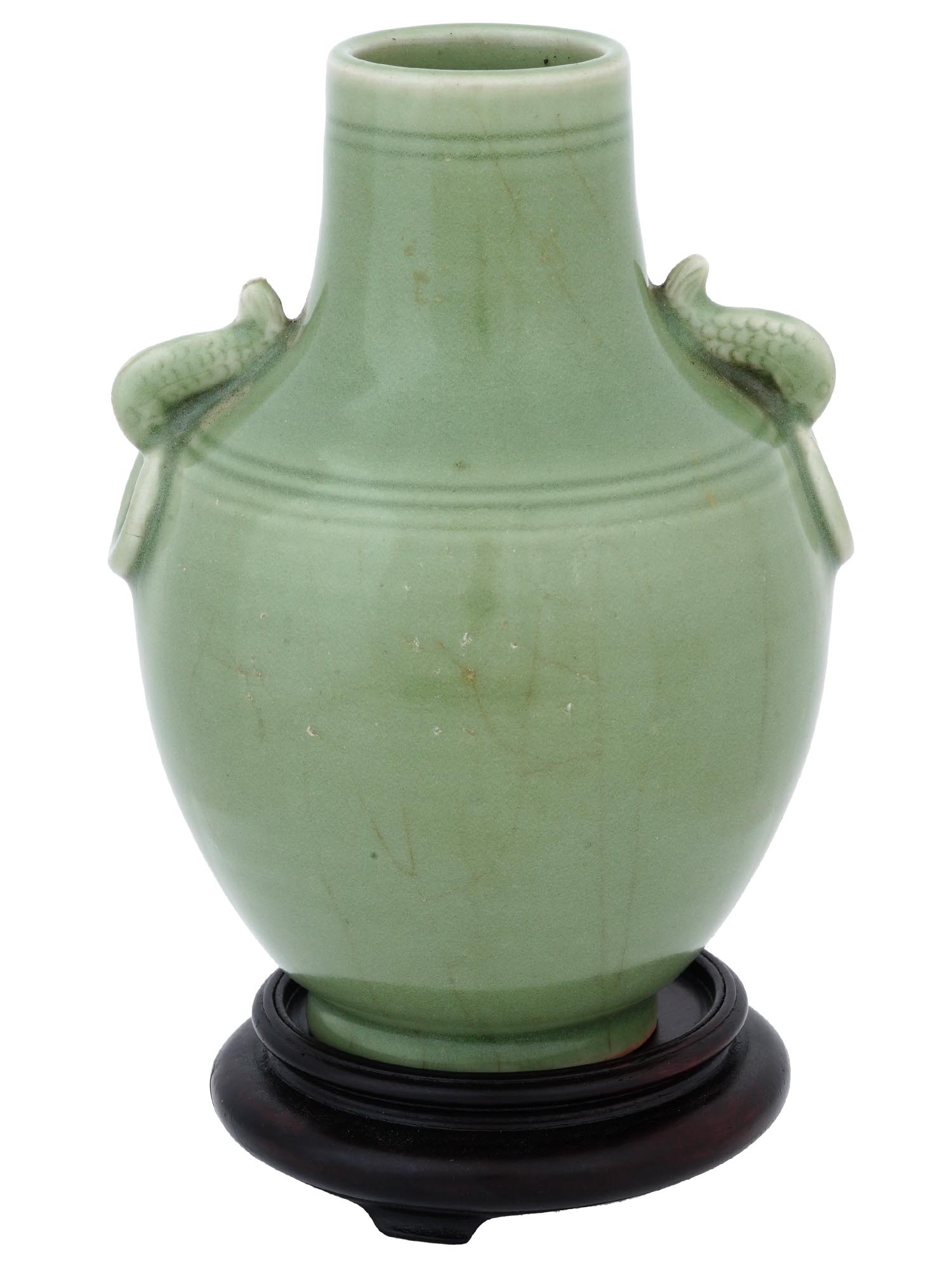 ANTIQUE CHINESE QING DYNASTY CELADON BALUSTER VASE PIC-0