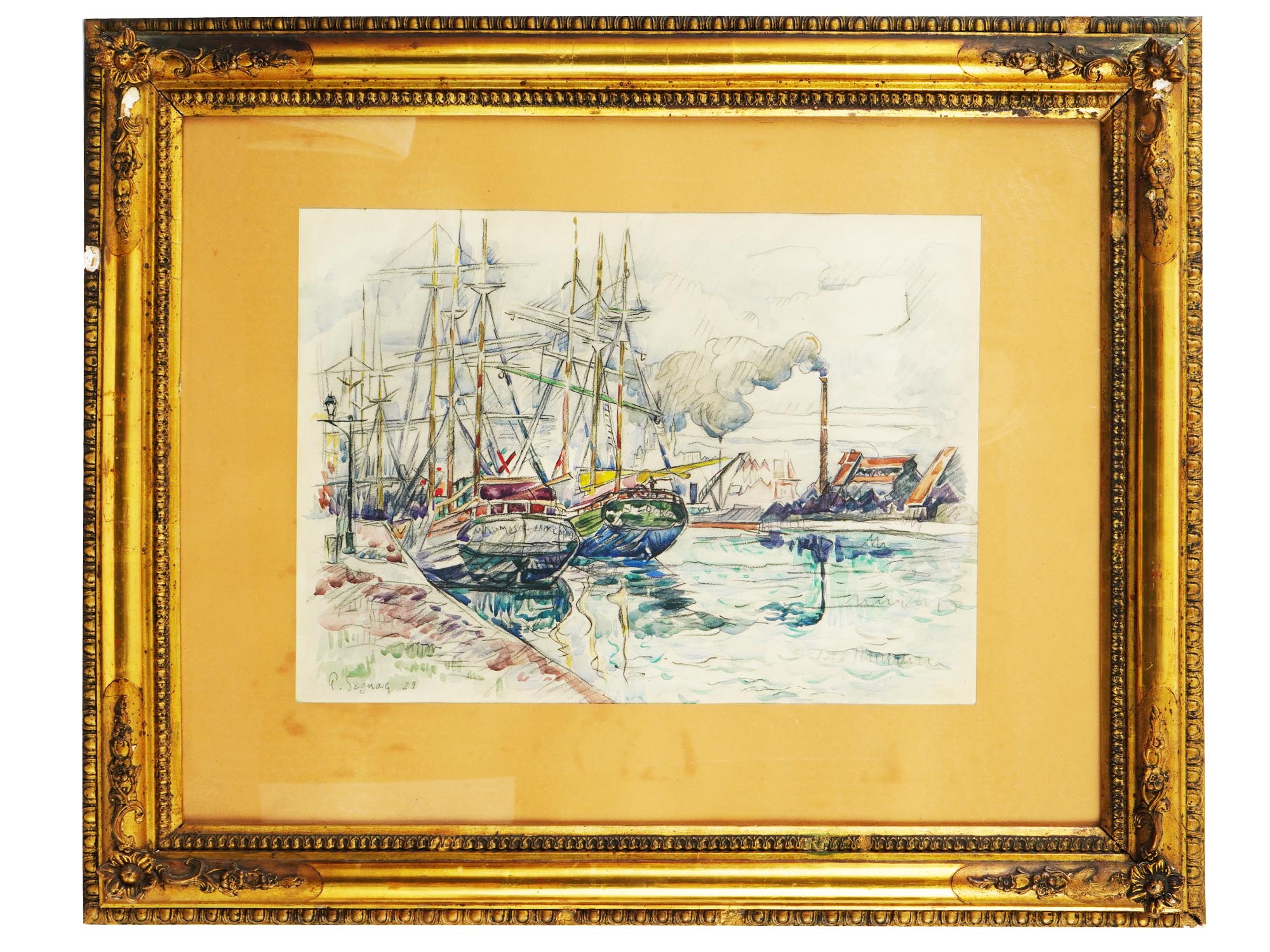 FRENCH NAUTICAL LANDSCAPE PAINTING BY PAUL SIGNAC PIC-0