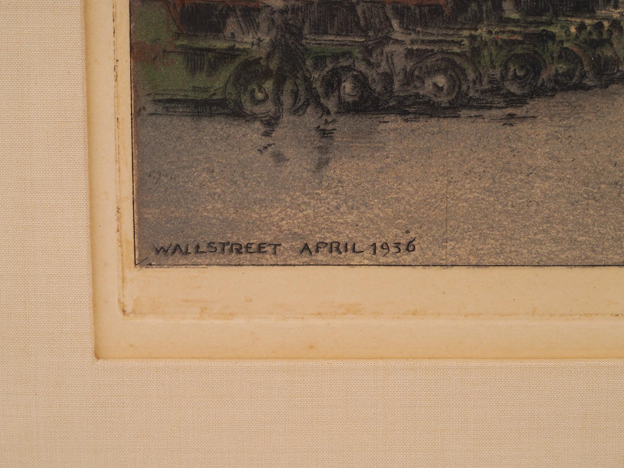 SIGNED ETCHING LUIGI KASIMIR WALLSTREET APRIL 1936 PIC-2