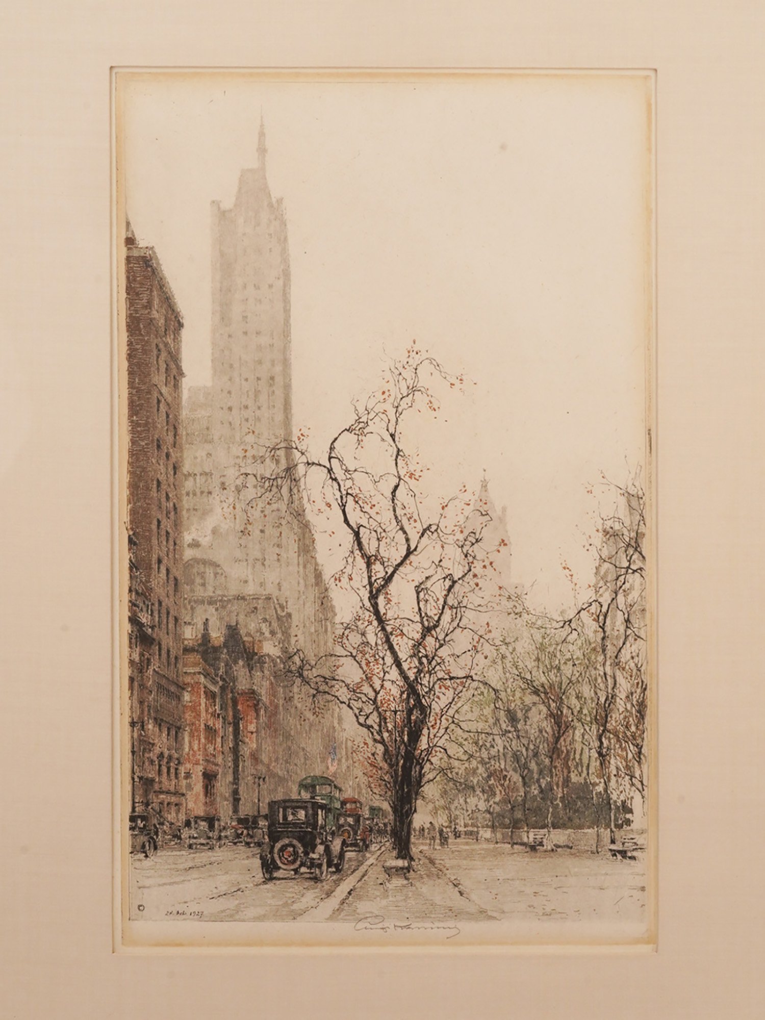 SIGNED ETCHING BY LUIGI KASIMIR FIFTH AVENUE 1927 PIC-1