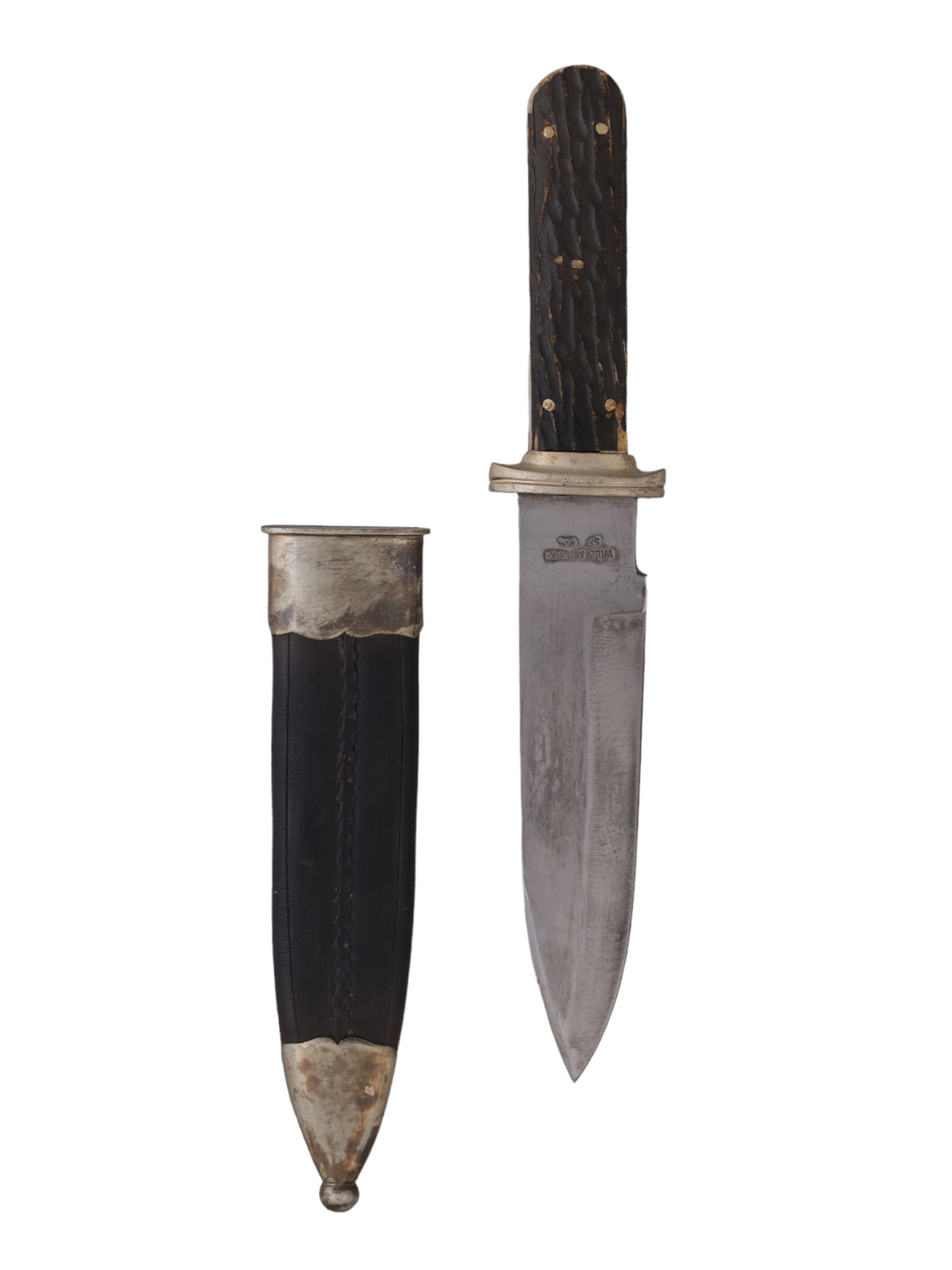 AMERICAN WILL AND FINCK BOWIE KNIFE W SCABBARD PIC-1