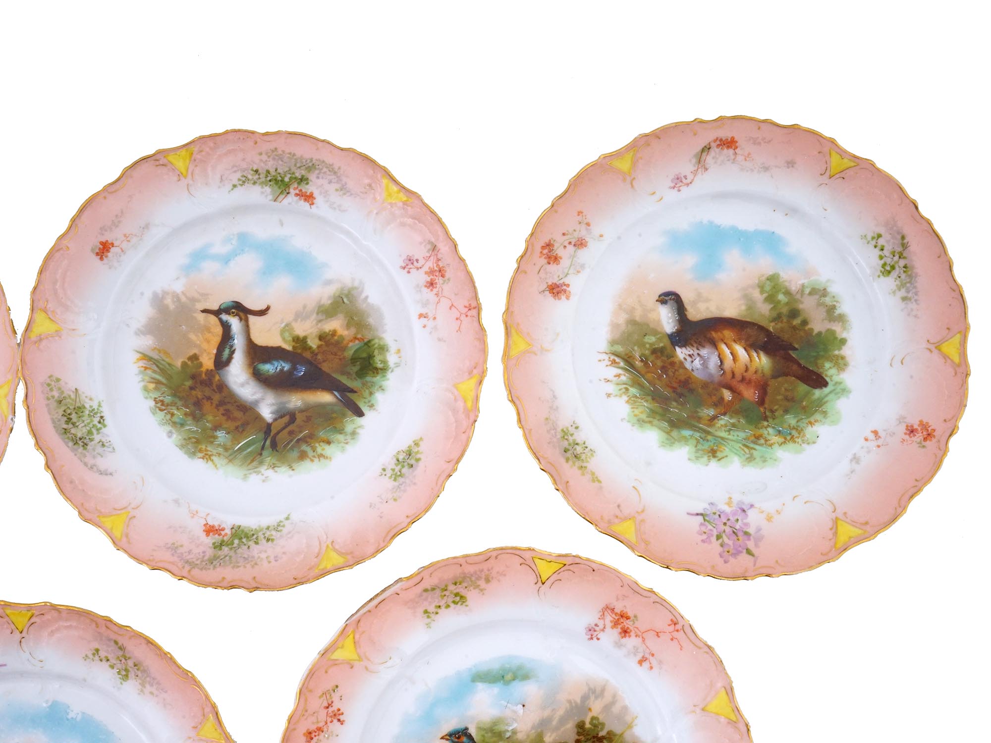 ANTIQUE SET OF PORCELAIN PLATES WITH GAME BIRDS PIC-4