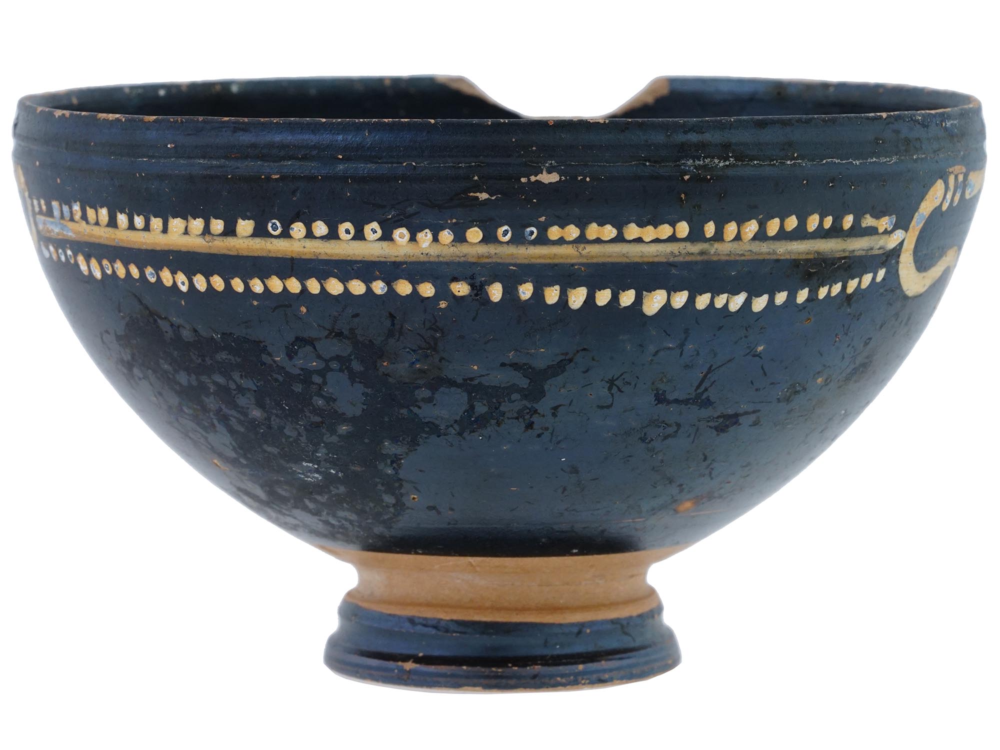 ANCIENT GREEK ARCHAIC BLACK POTTERY LIBATION BOWL CUP PIC-3