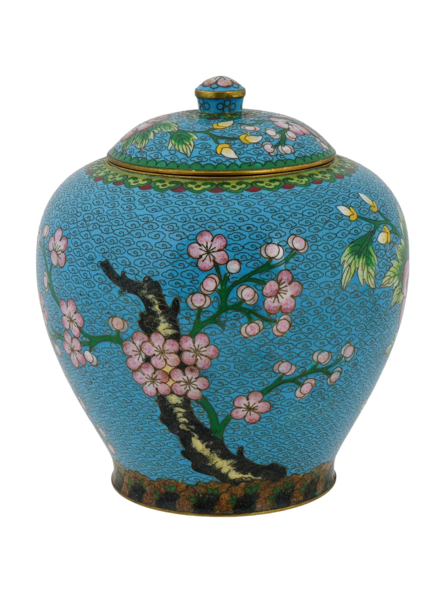 CHINESE COVERED CLOISONNE CHISEL ENAMEL GINGER JAR PIC-2