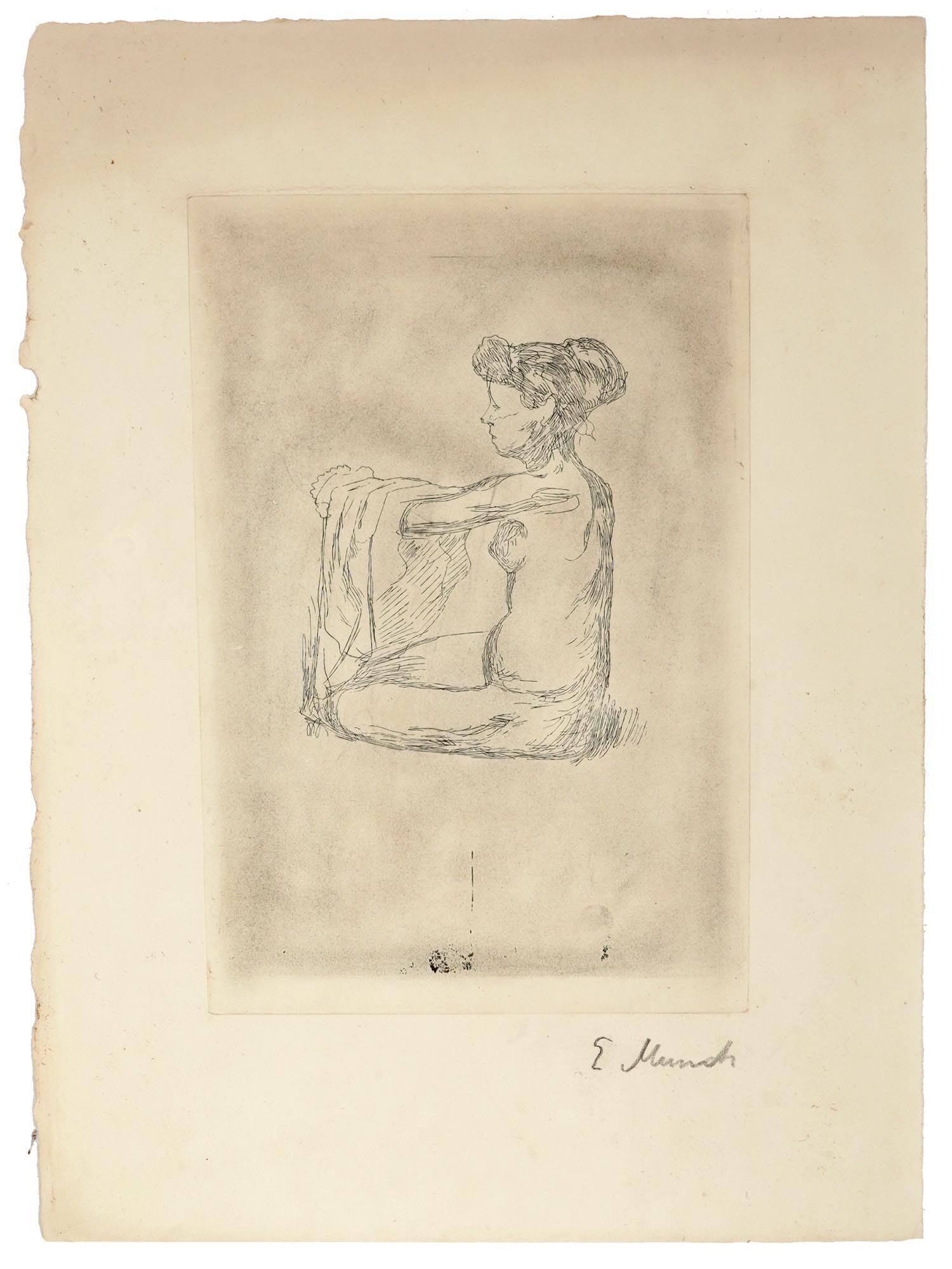 SIGNED DRYPOINT ETCHING PRINT BY EDVARD MUNCH 1896 PIC-0