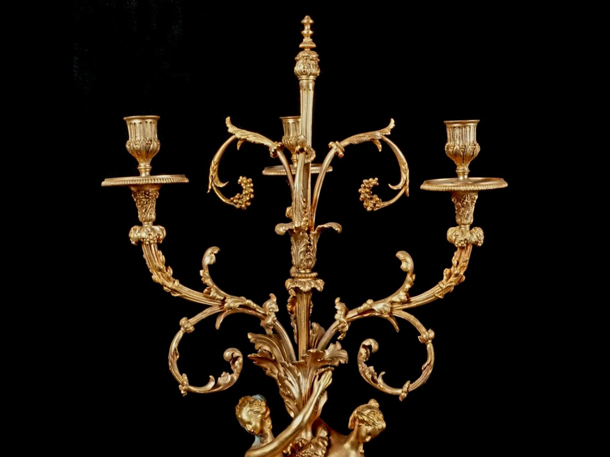 ANTIQUE 18TH C FRENCH ORMOLU AND MARBLE CANDELABRA PIC-5