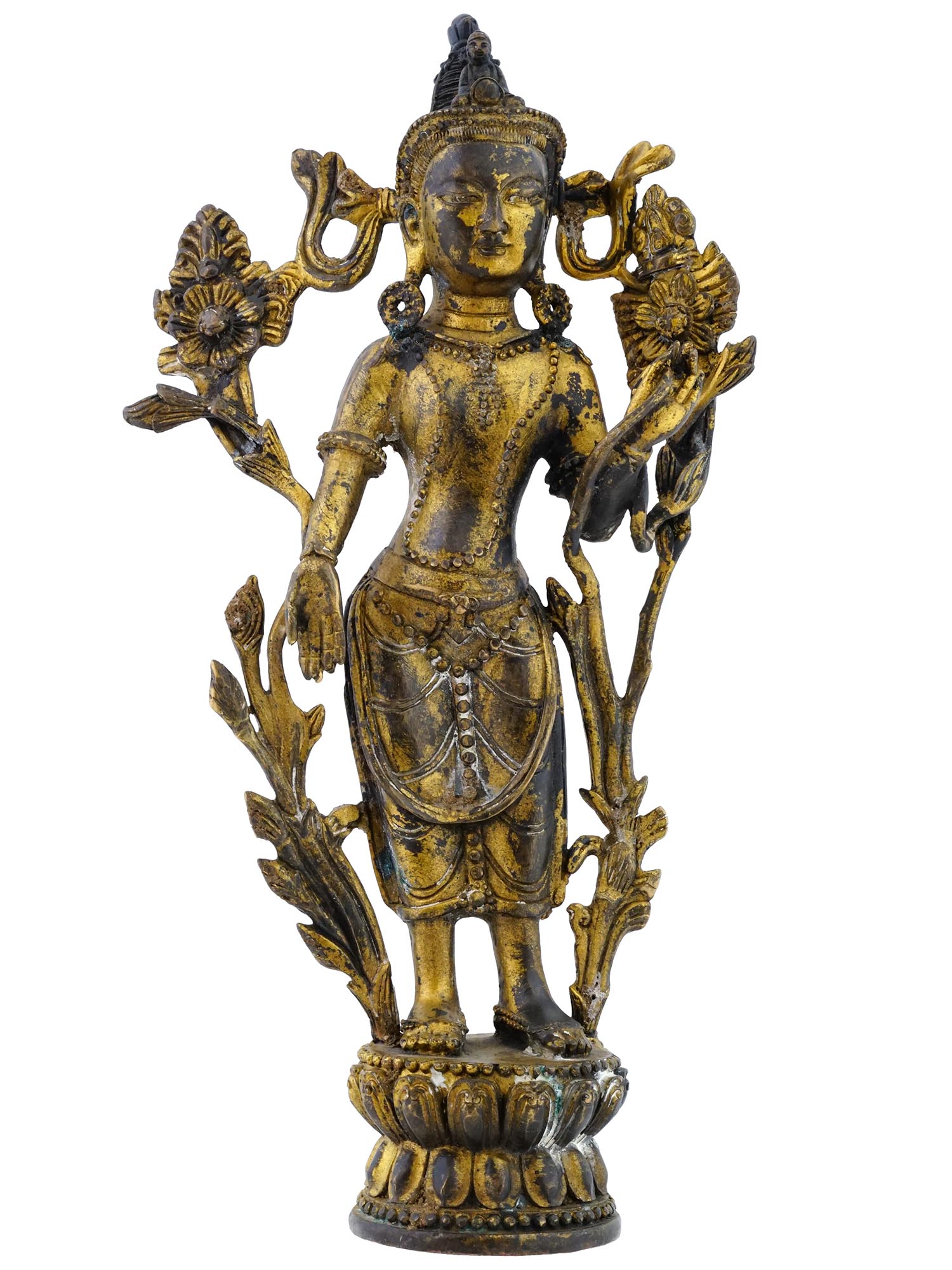 ANTIQUE ASIAN BRONZE SCULPTURE TARA BODHISATTVA PIC-0