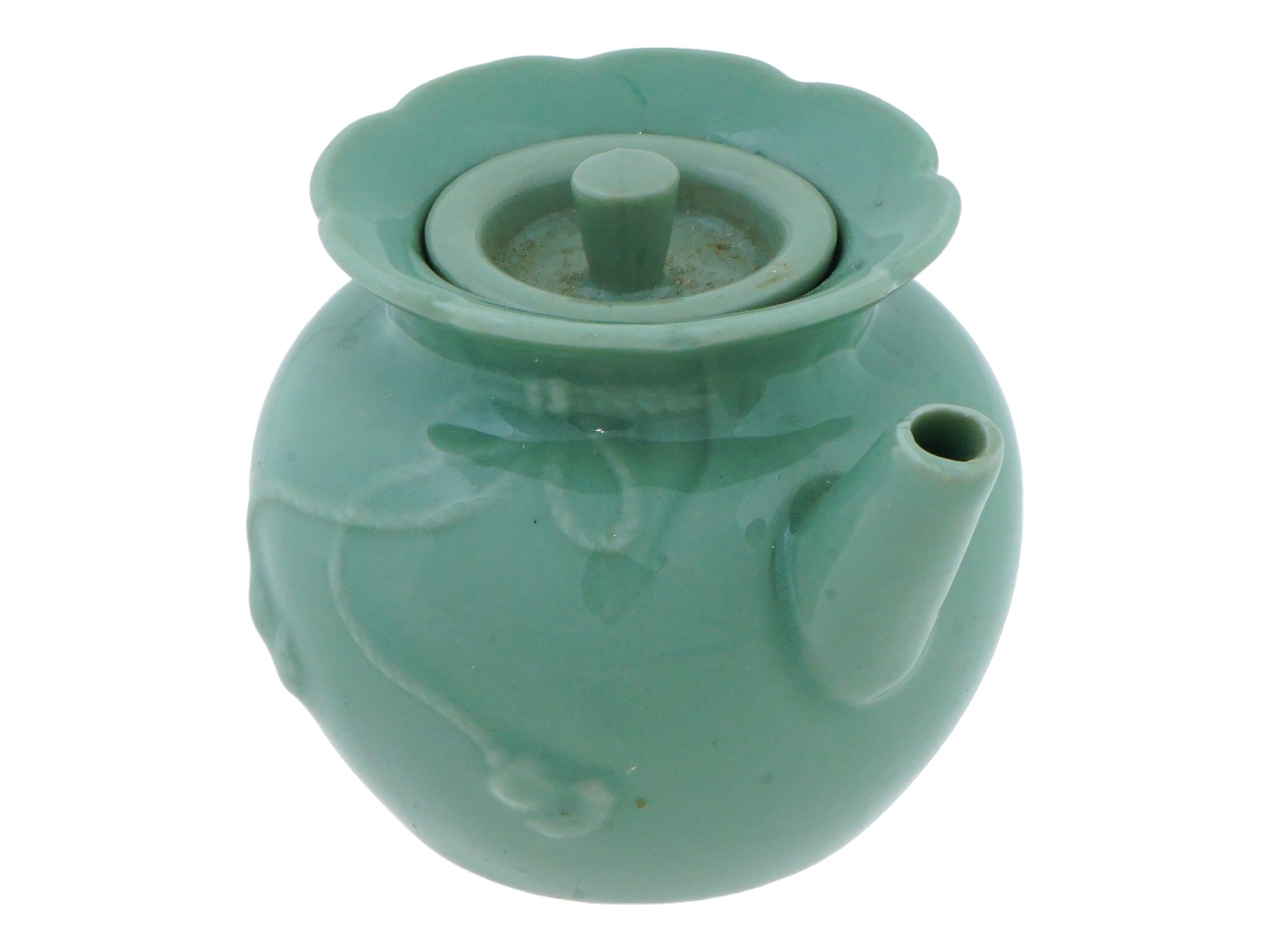 VINTAGE CHINESE CELADON LIDDED MINIATURE TEAPOT PIC-1