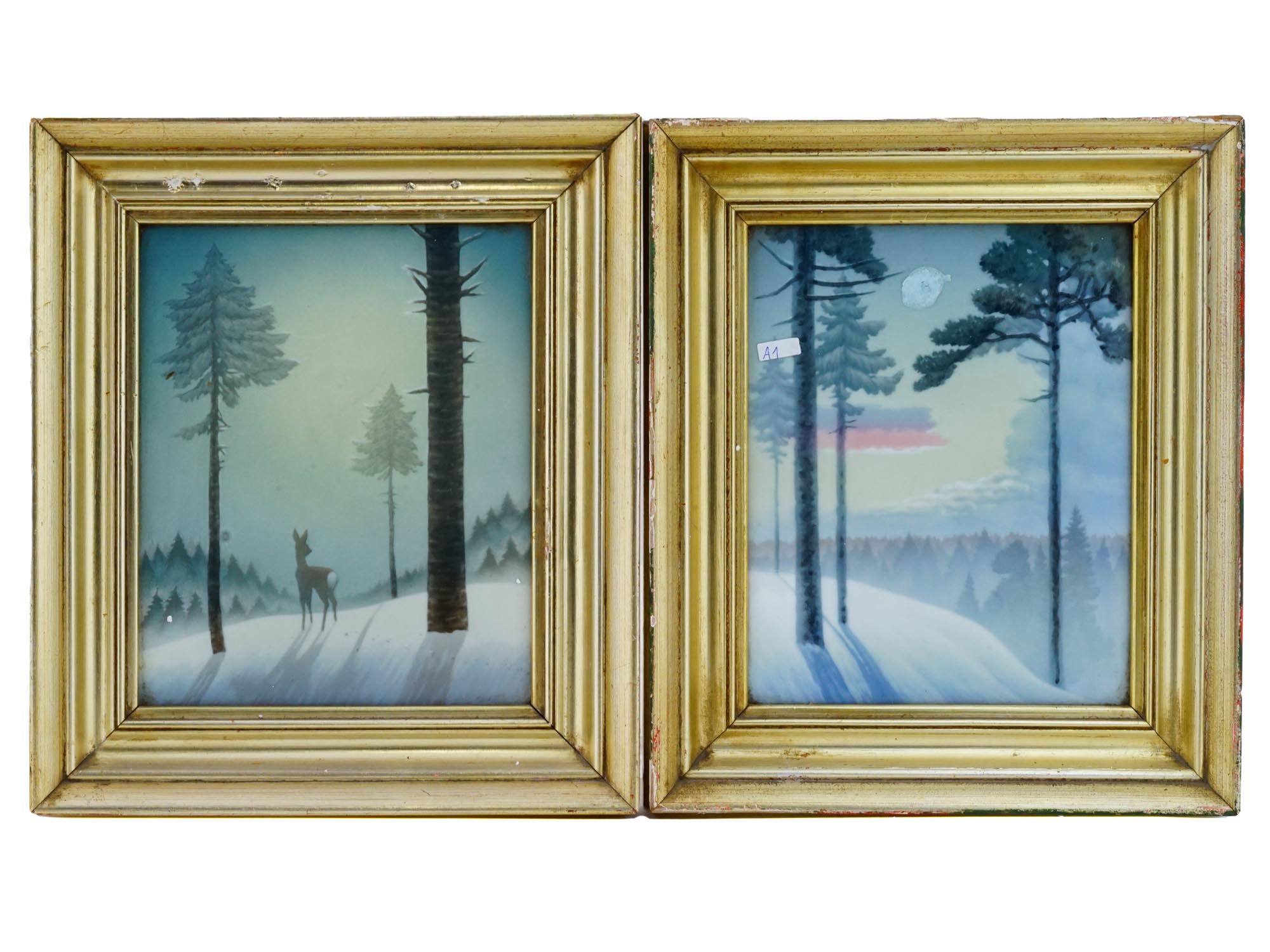 PAIR OF ROSENTHAL HAND PAINTED PORCELAIN PLAQUES PIC-0