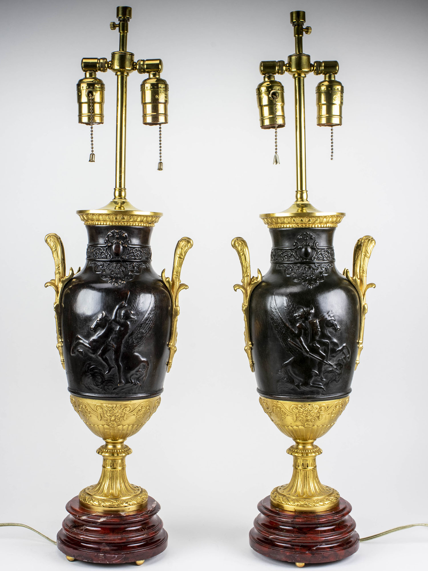 ANTIQUE 19 C FRENCH EMPIRE LAMPS BY LEON BOUCHER PIC-3