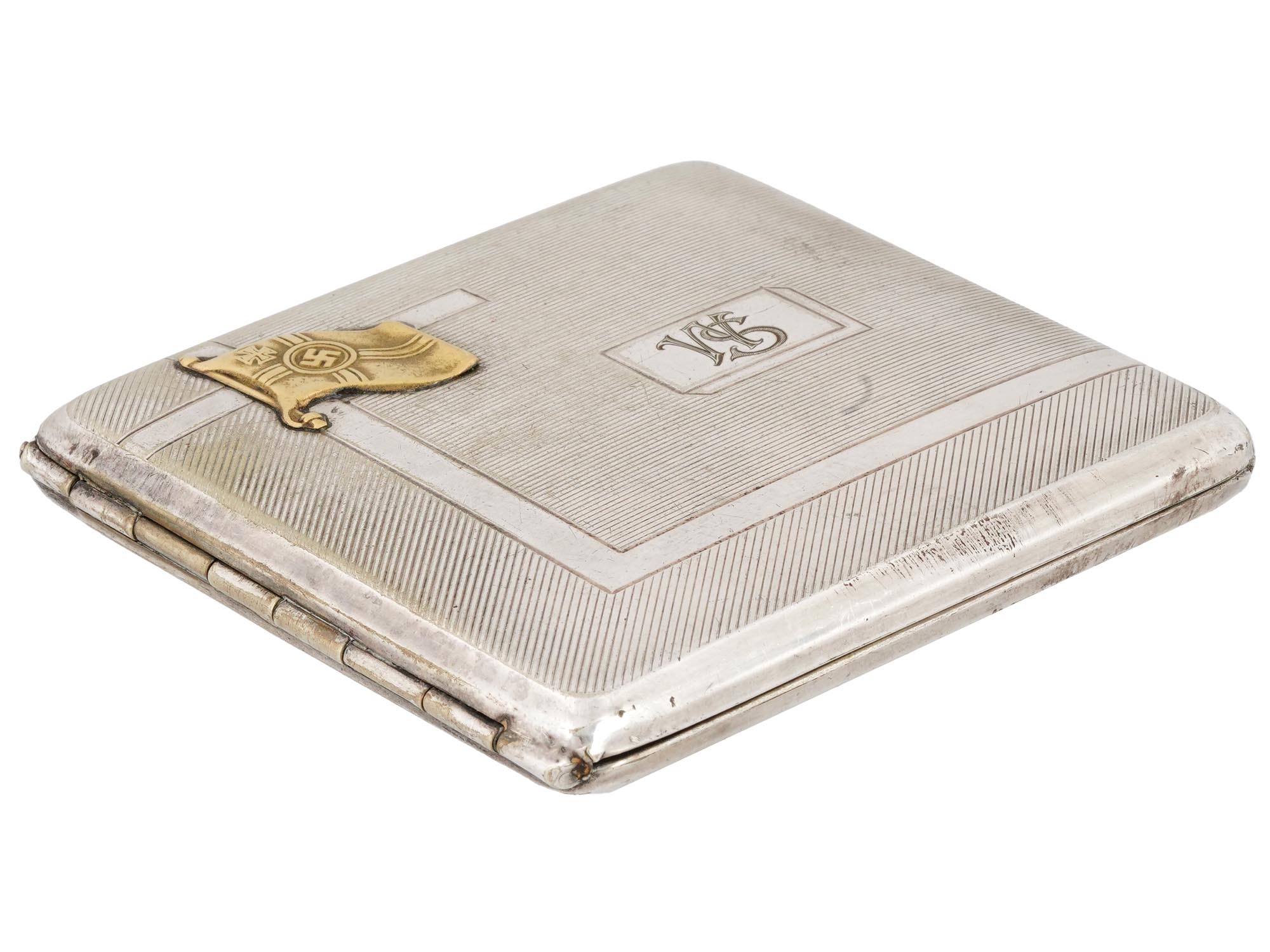 WWII GERMAN SILVER AND GOLD PLATED CIGARETTE CASE PIC-3