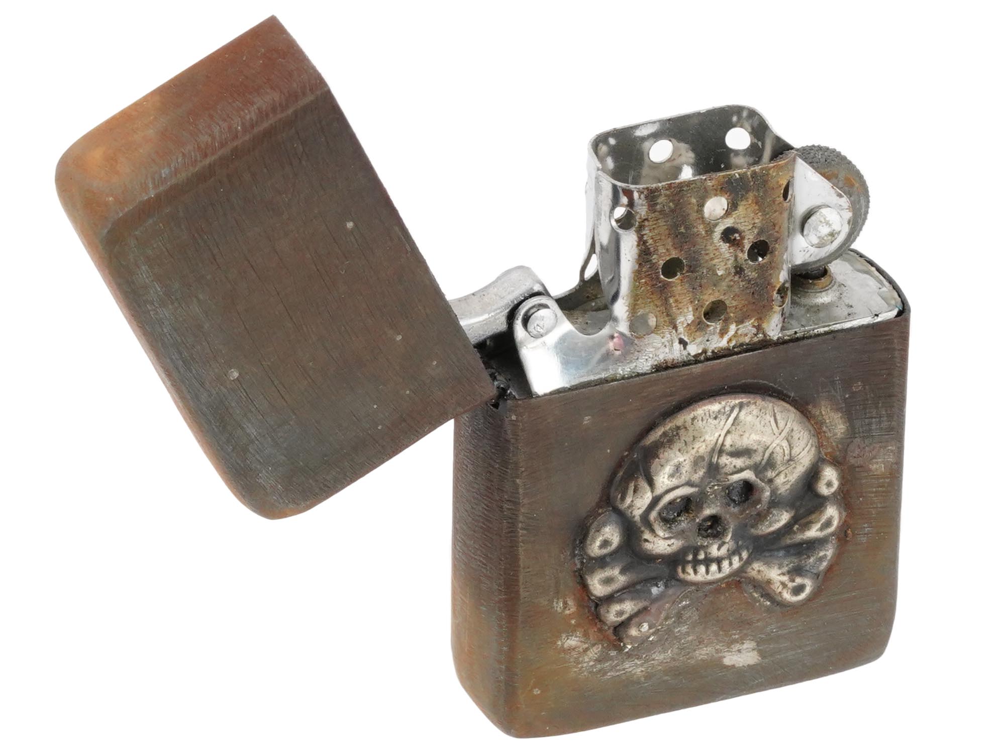 WWII GERMAN SS TOTENKOPF FIELD CIGARETTE LIGHTER PIC-1