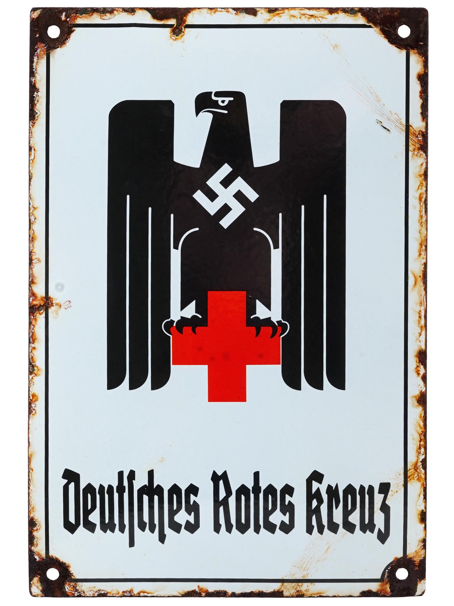 WWII NAZI GERMAN RED CROSS ENAMEL BUILDING SIGN PIC-0