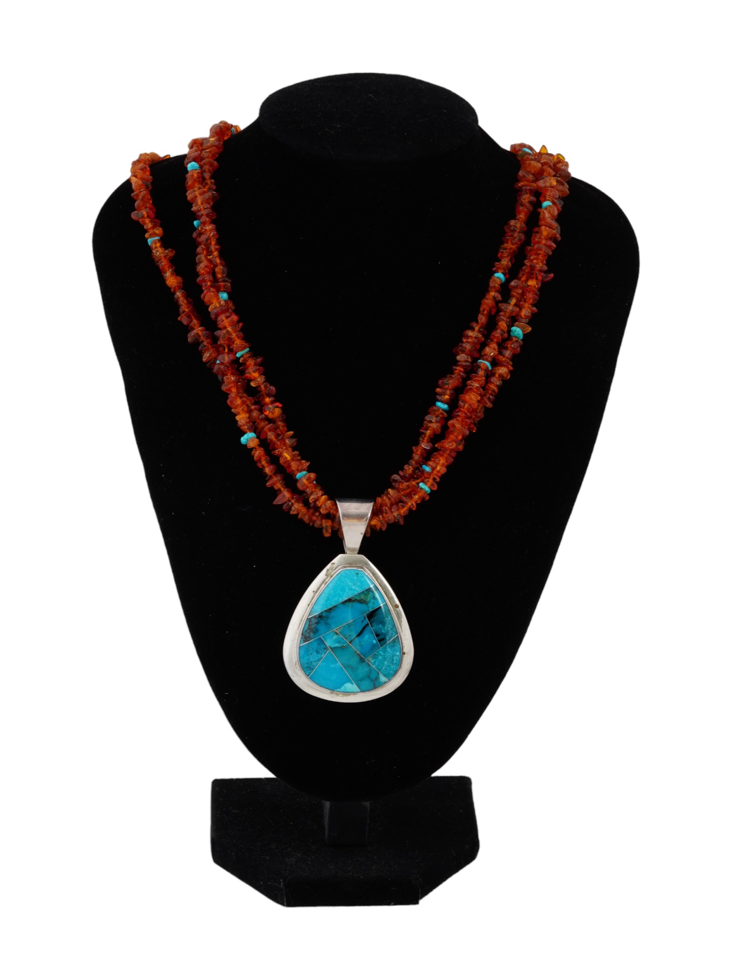 SOUTHWESTERN AMERICAN AMBER TURQUOISE NECKLACES PIC-3