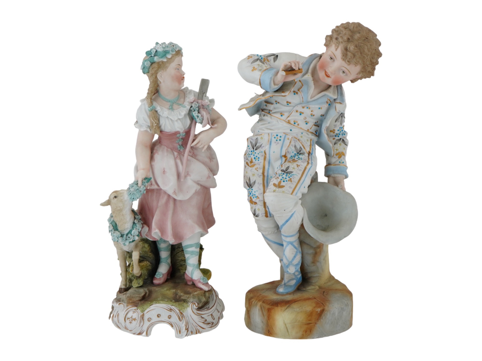 TWO VINTAGE PORCELAIN CHILDREN FIGURES MARKED PIC-0