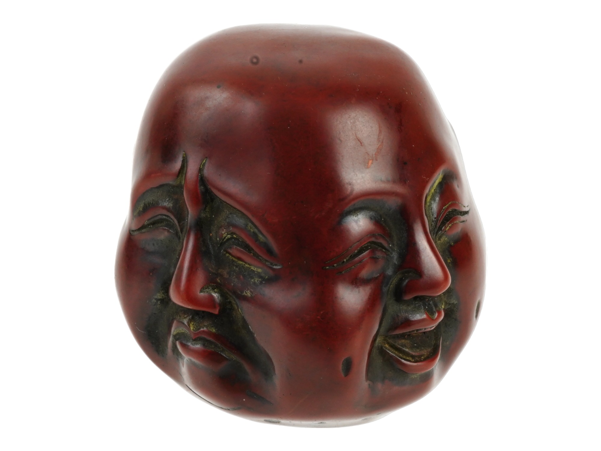 VINTAGE ASIAN BROWN JADE MANY FACED BUDDHA FIGURE PIC-1