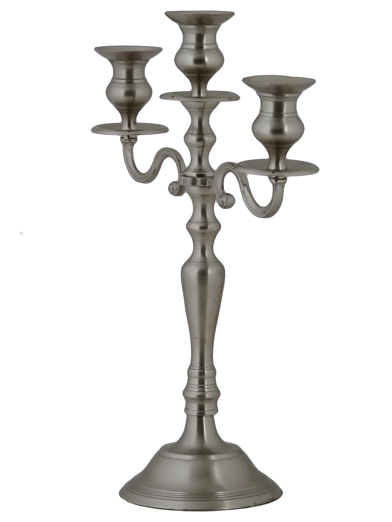 VINTAGE SILVER TONE THREE LIGHT CANDELABRUM PIC-1