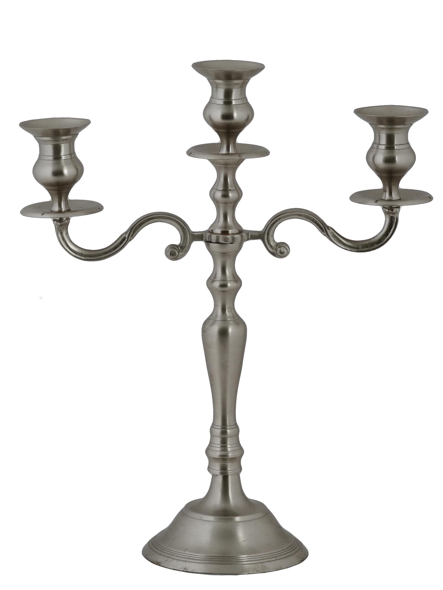 VINTAGE SILVER TONE THREE LIGHT CANDELABRUM PIC-2