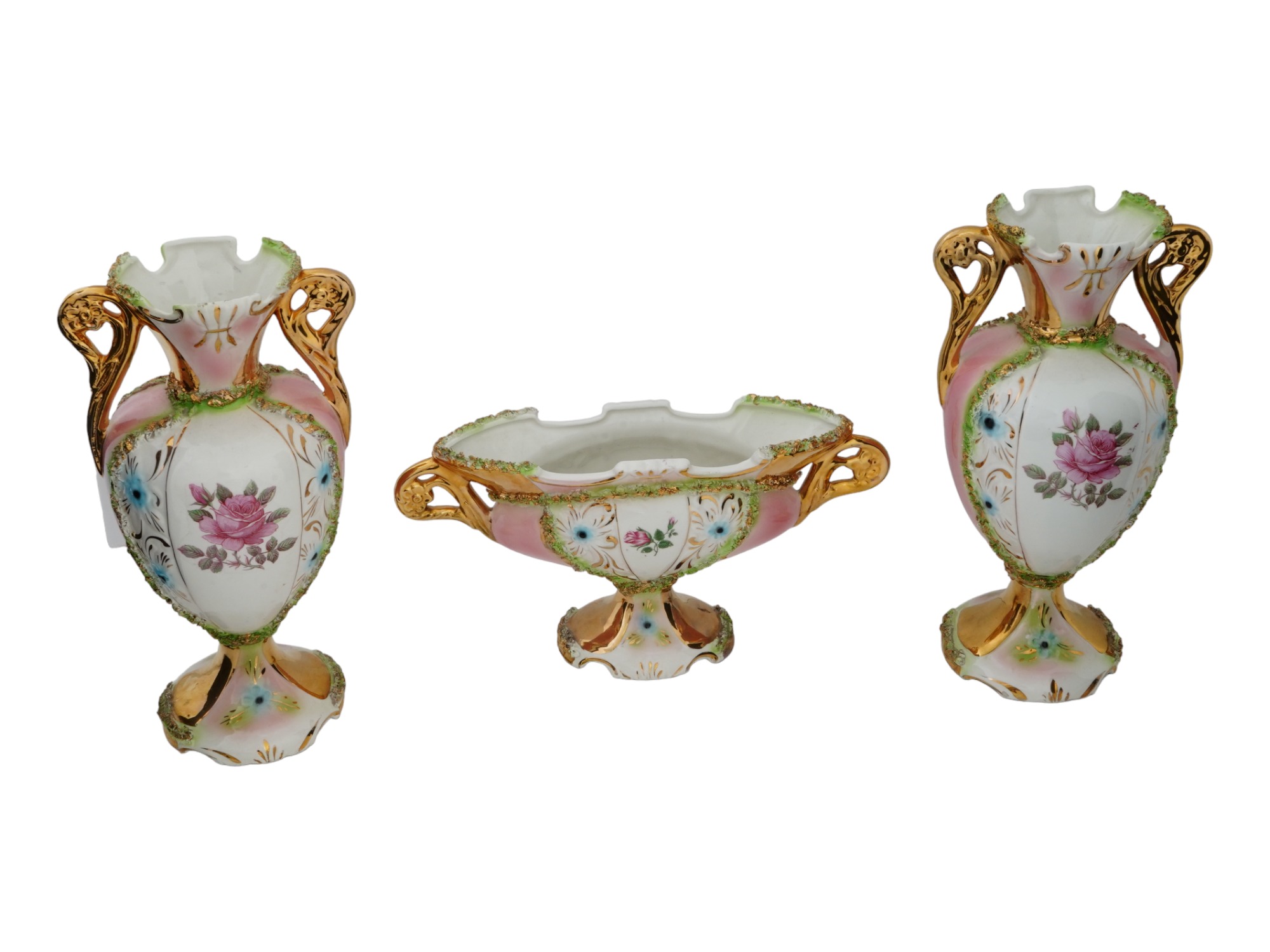 ITALIAN SESTO FIOR PORCELAIN VASES AND CENTERPIECE PIC-3