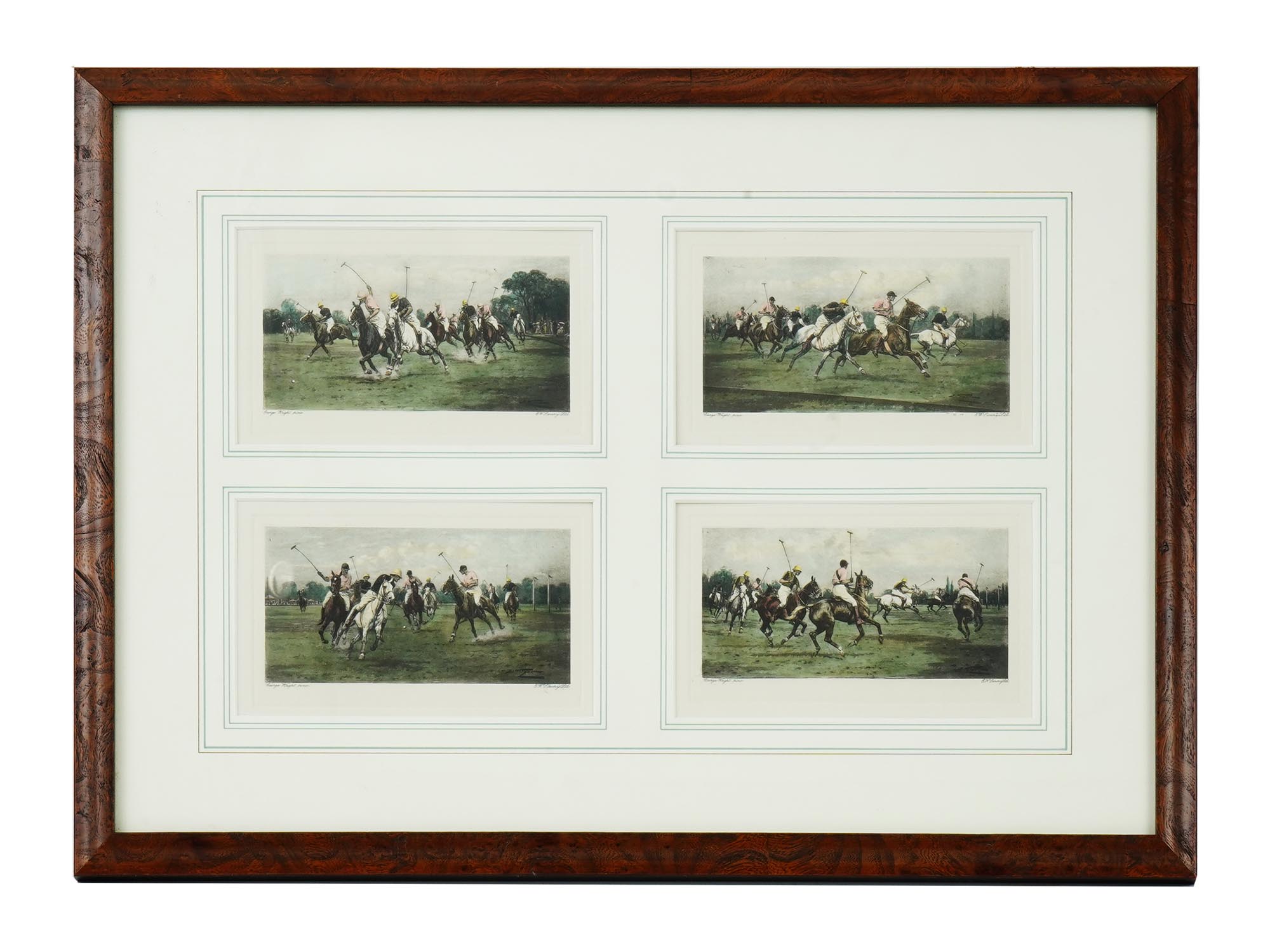 FOUR POLO SCENE COLOR LITHOGRAPHS AFTER GEORGE WRIGHT PIC-0